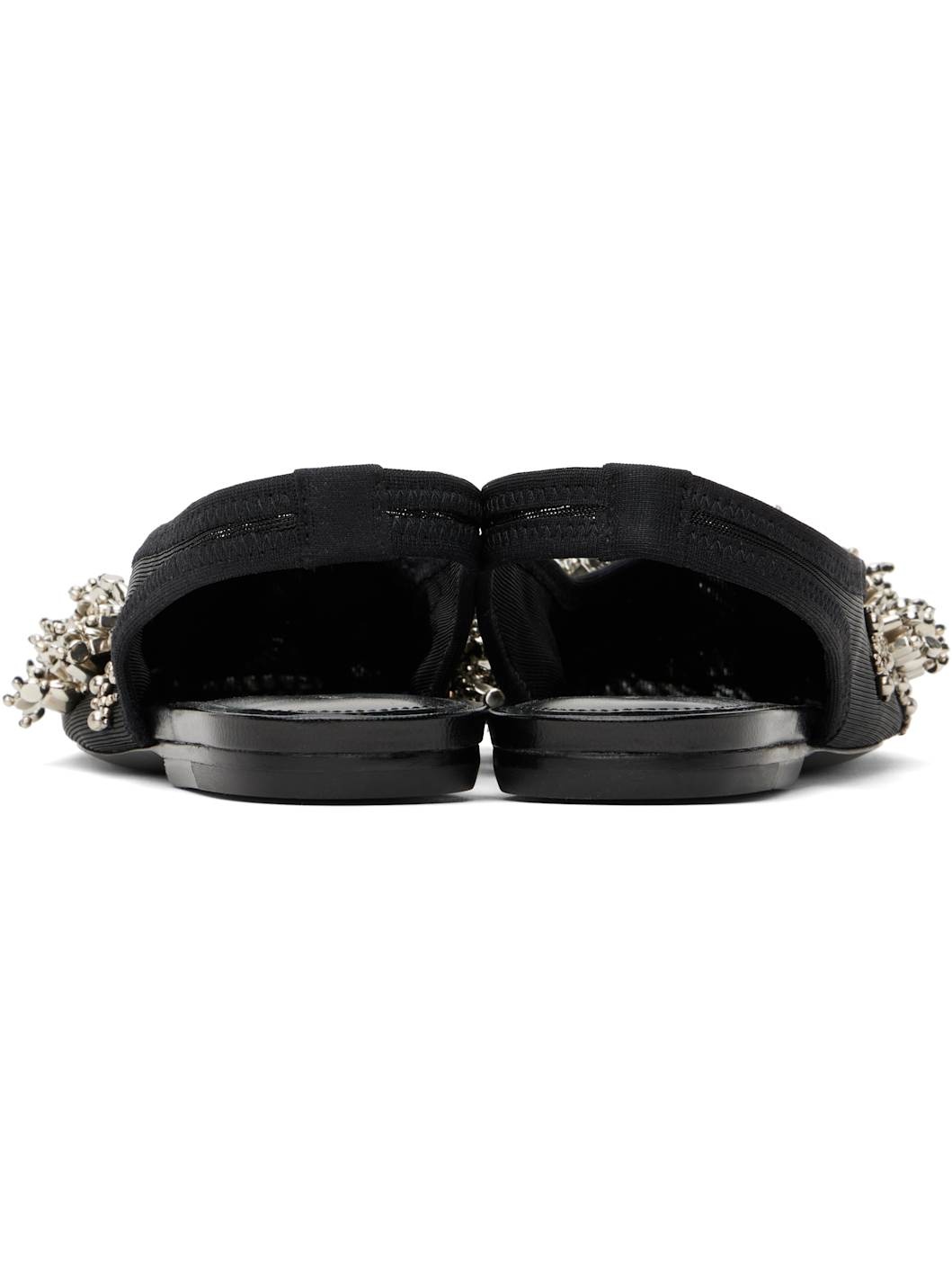 Black Embellished Mesh Slingback Ballerina Flats - 2