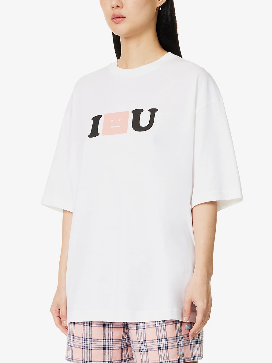 I Face U logo-print cotton-jersey T-shirt - 3