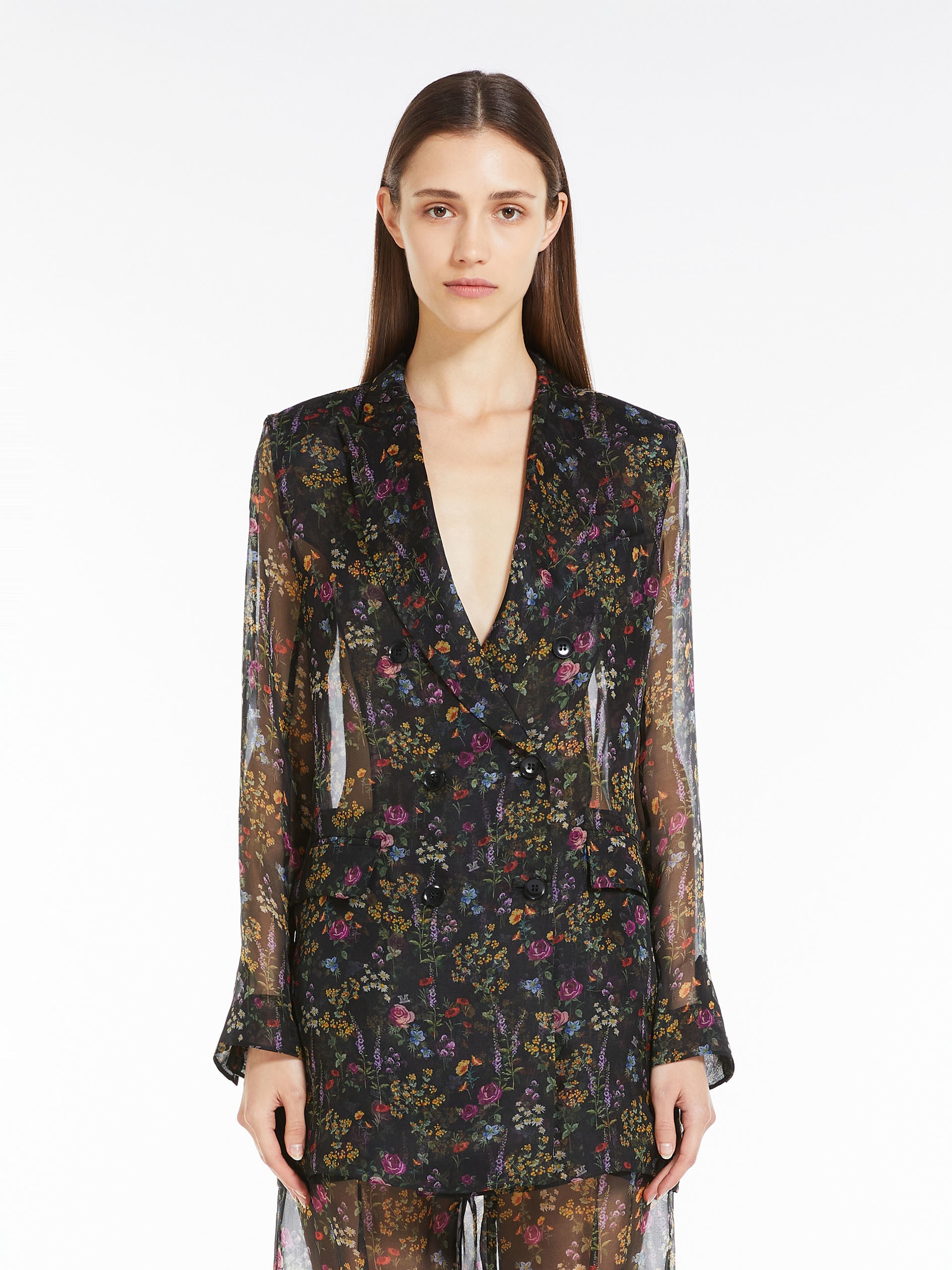 JABOT Floral silk organza blazer - 3