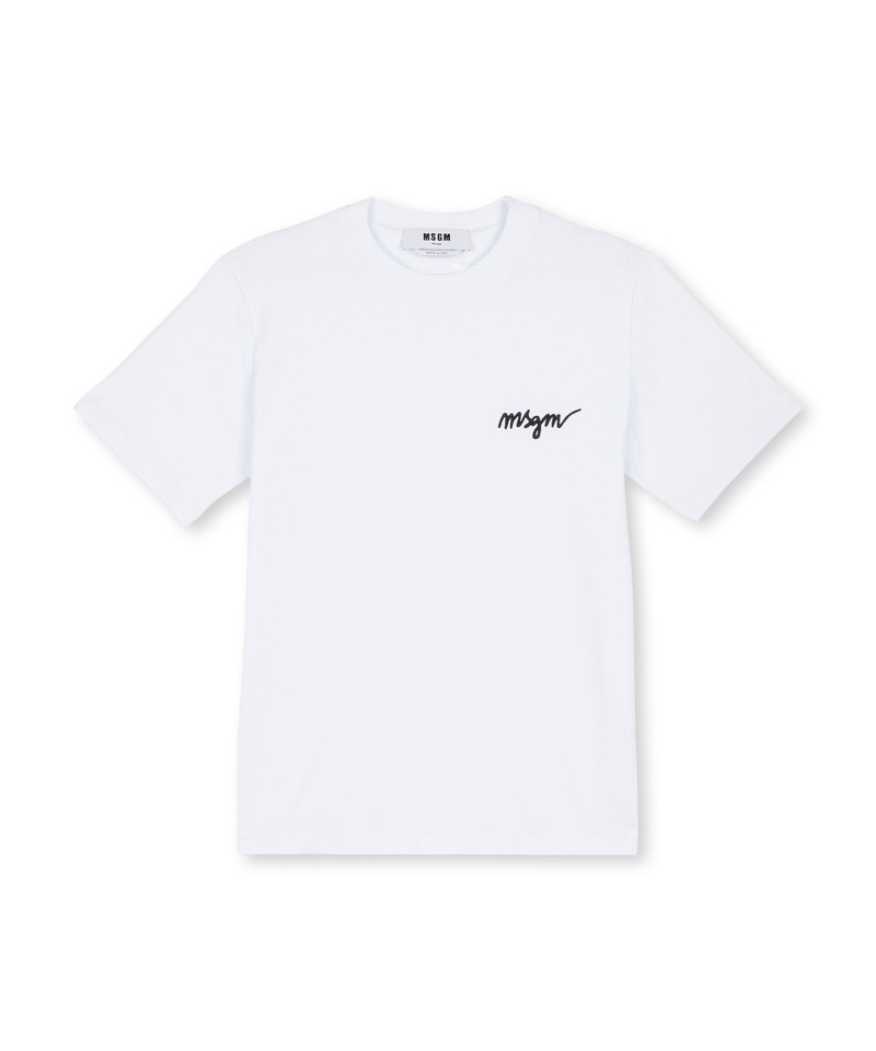 Round&nbsp;neck cotton T-shirt with embroidered logo - 1
