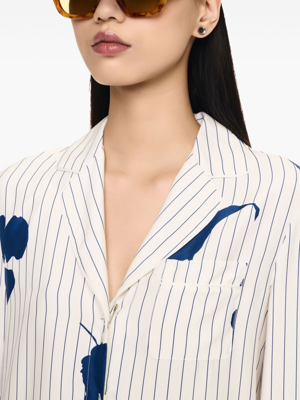 striped poplin pajama shirt - 5