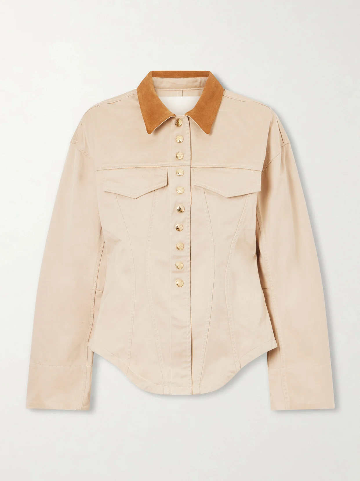 The Lennox Suede-trimmed Organic Cotton-twill Jacket - 1
