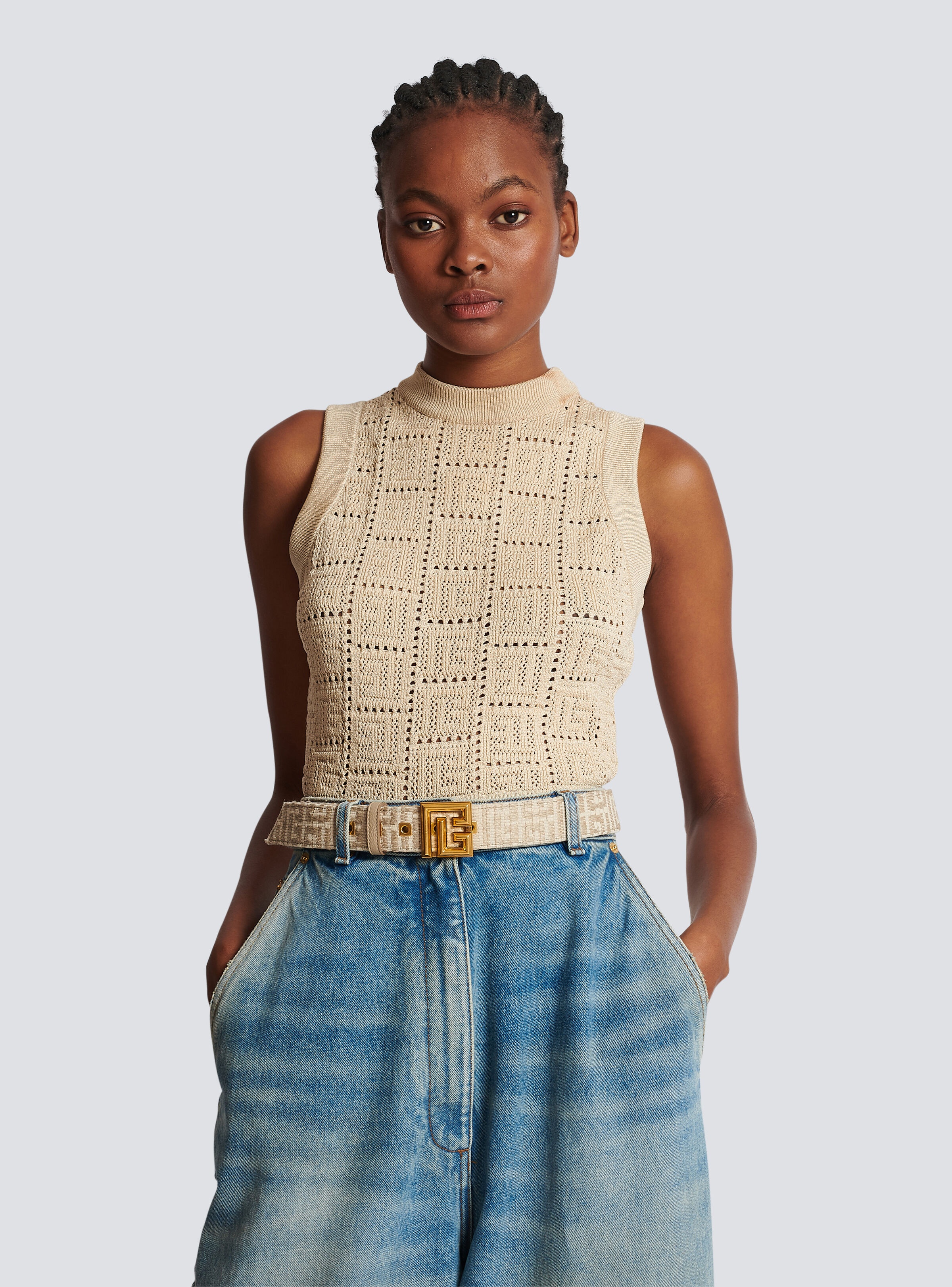 PB Belt in monogrammed raffia - 2