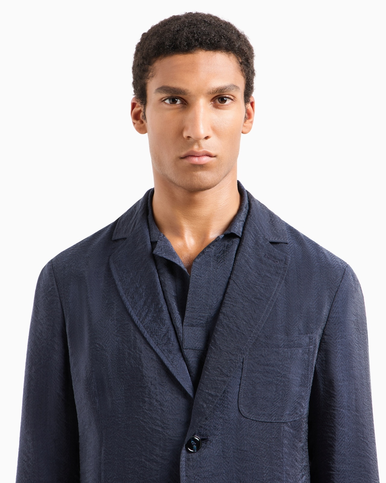 SINGLE-BREASTED JACKET IN JACQUARD CUPRO - 5