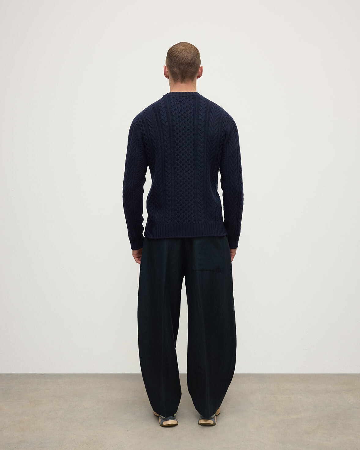 Aran Cable Navy Cashmere Jumper - 4