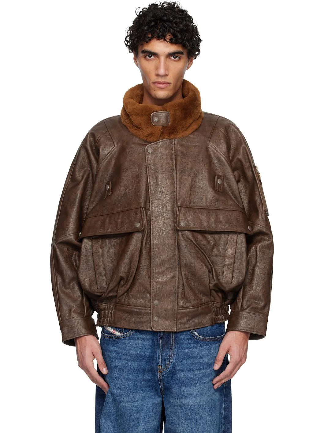 Brown Flight Leather Jacket - 1