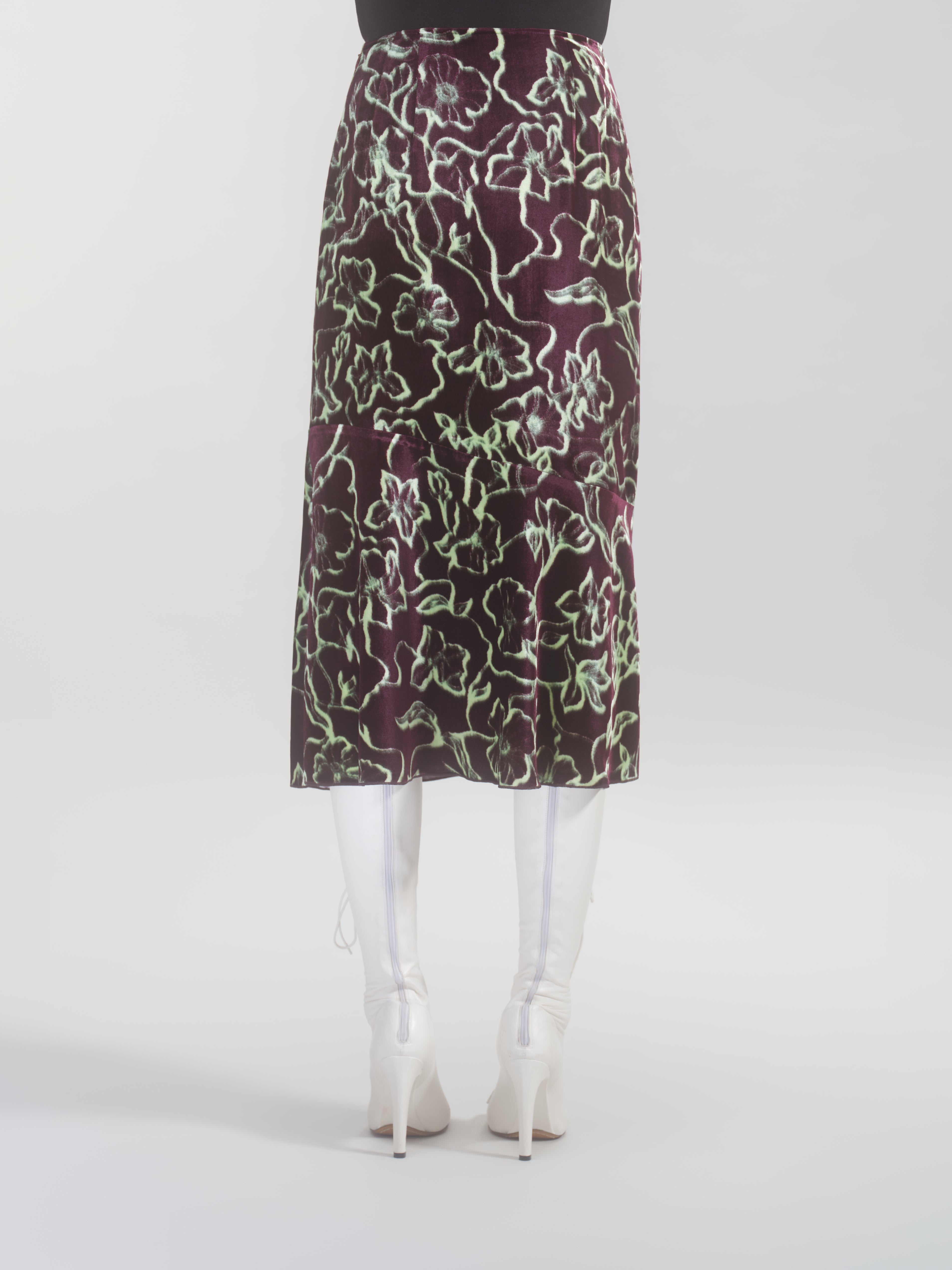 PRINTED VELVET SKIRT - 4