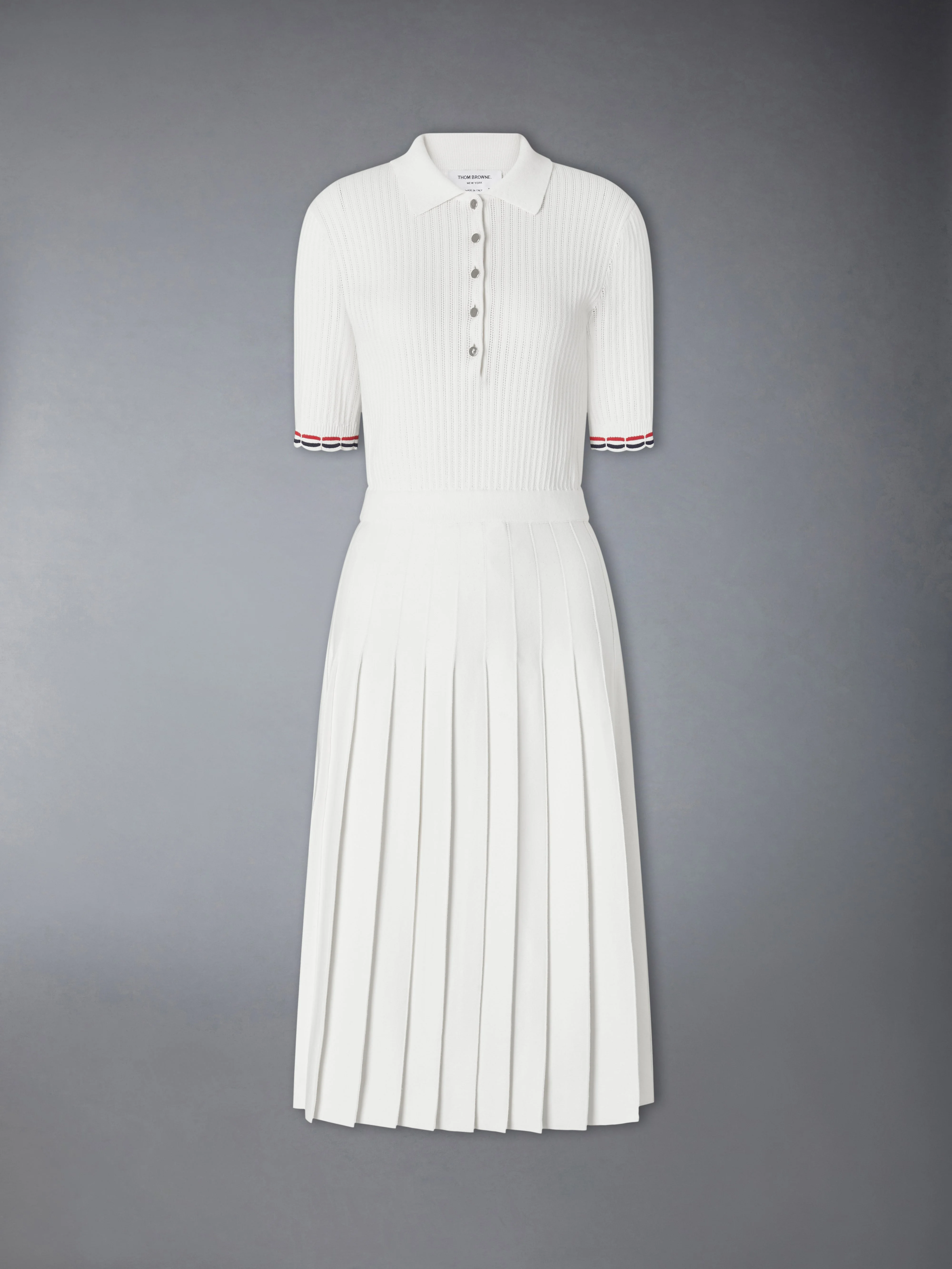 POINTELLE RIB STITCH POLO DRESS - 1