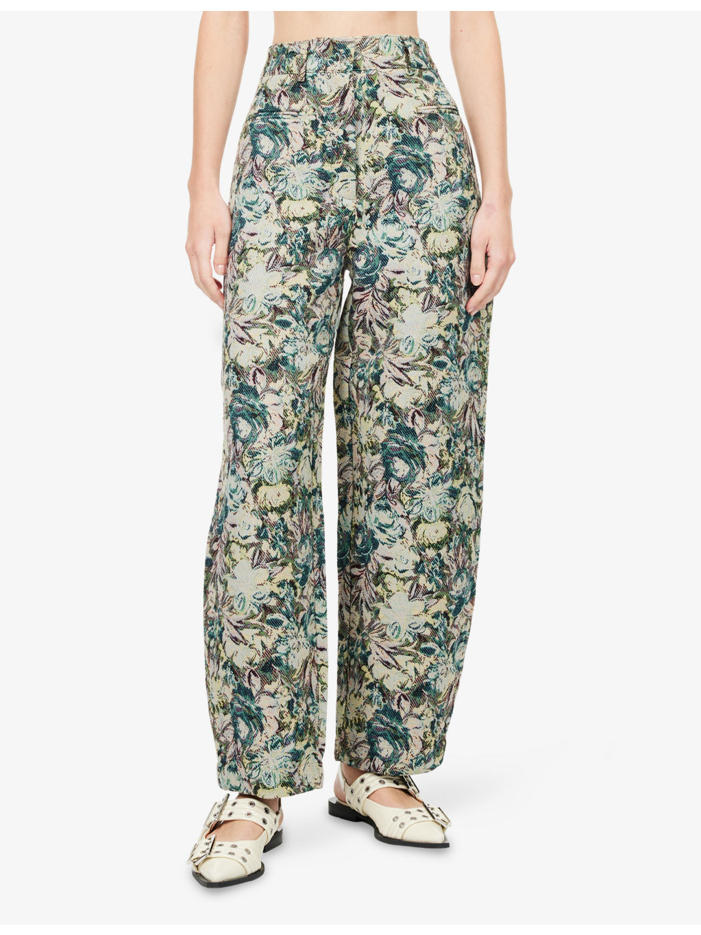 Tapestry Jacquard Wide-Leg Woven Trousers - 3