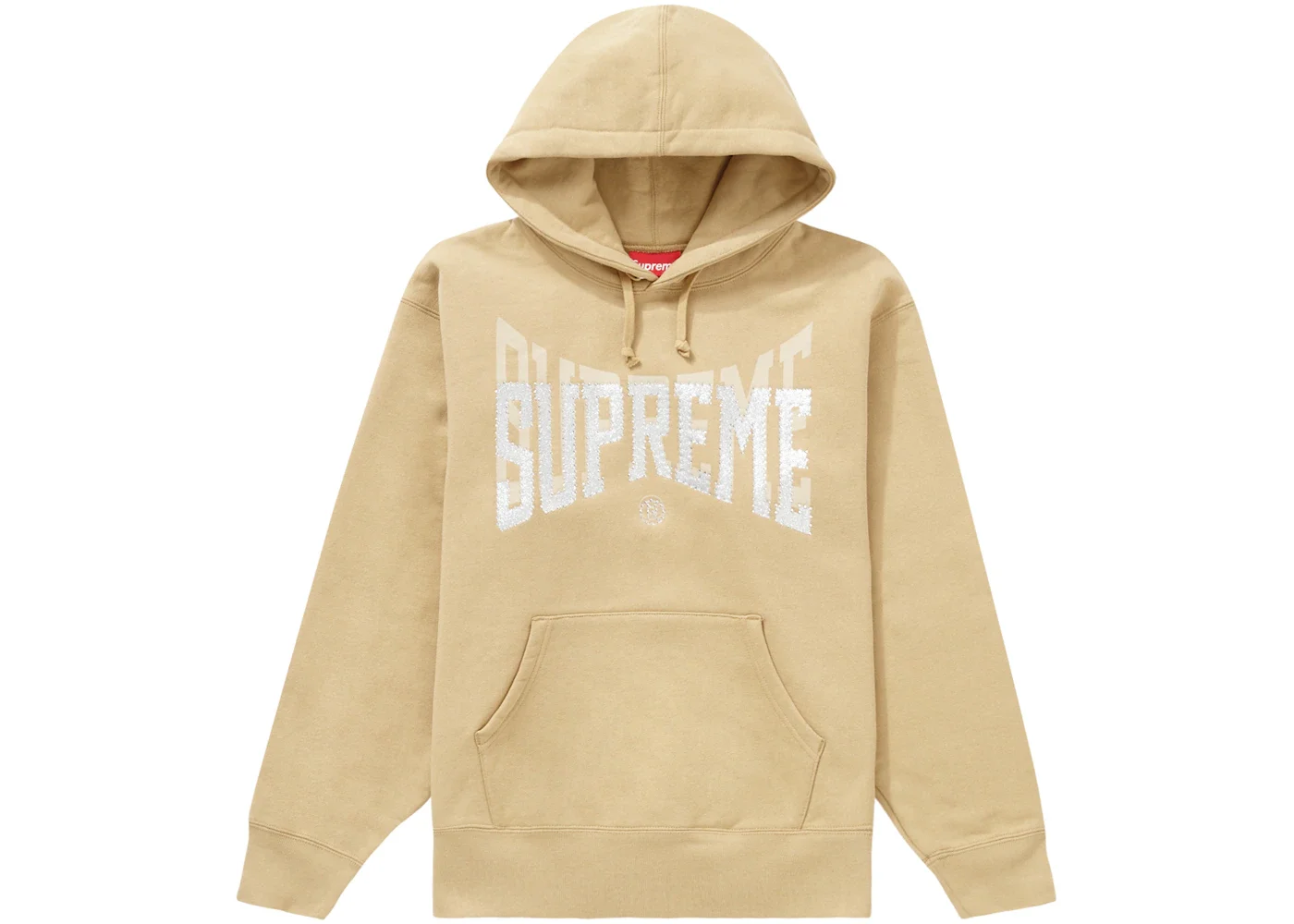 Supreme Rhinestone Shadow Hooded Sweatshirt Dark Tan - 1