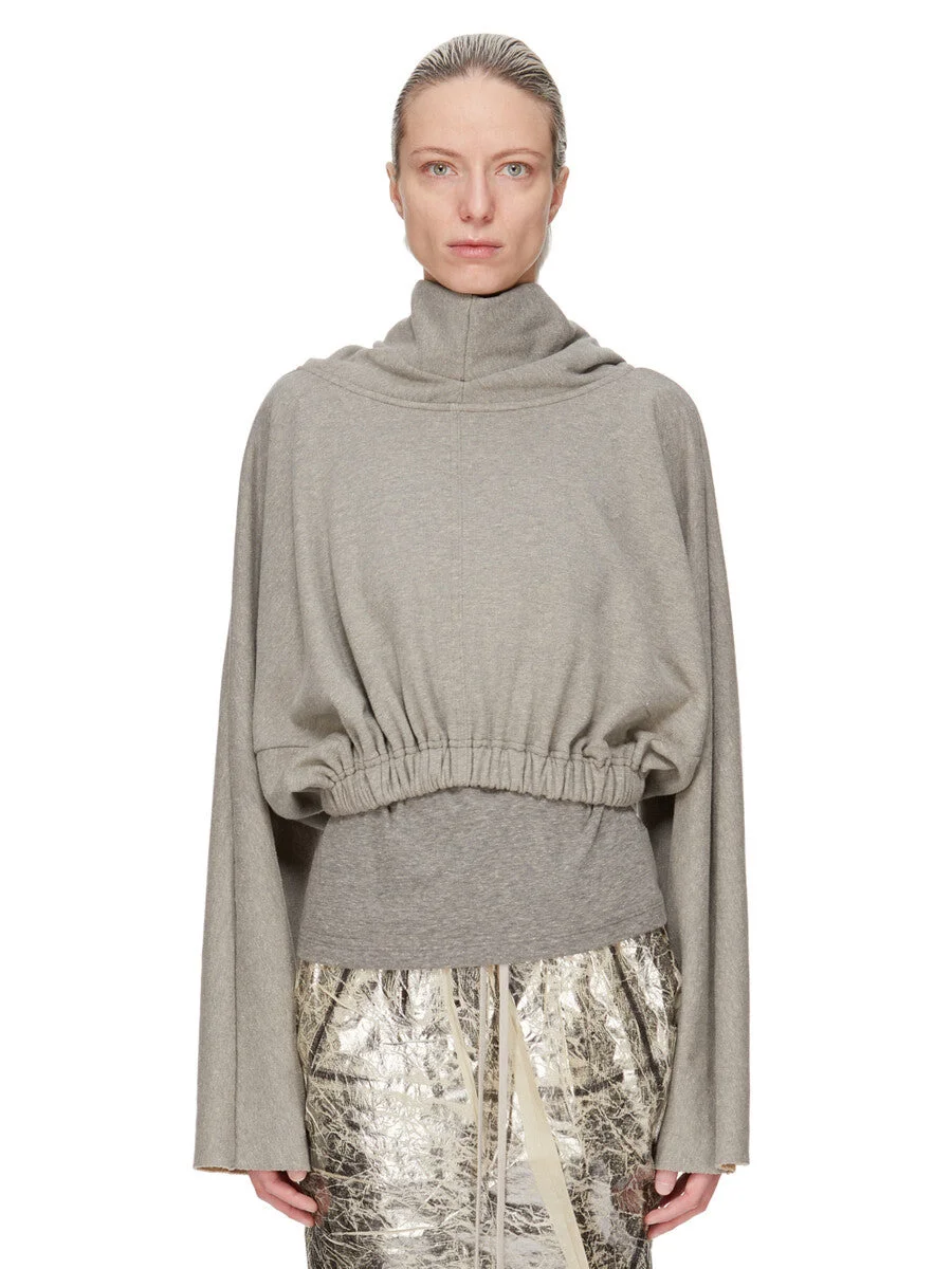 Cropped cotton-blend jersey hoodie Gray - 1