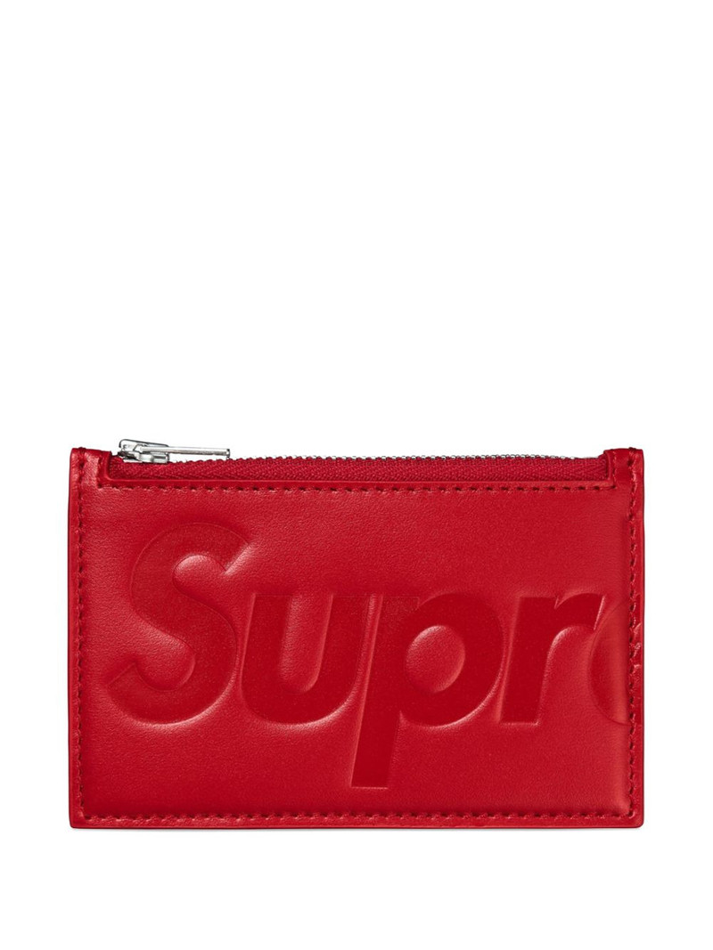 Supreme embossed-logo leather card holder outlook