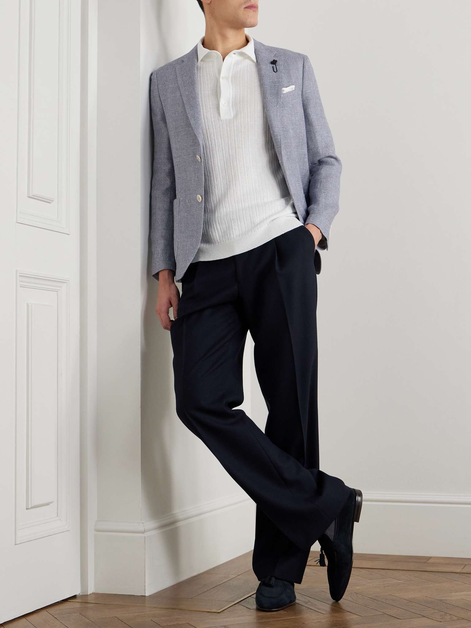 Linen and Wool-Blend Crepe Blazer - 2