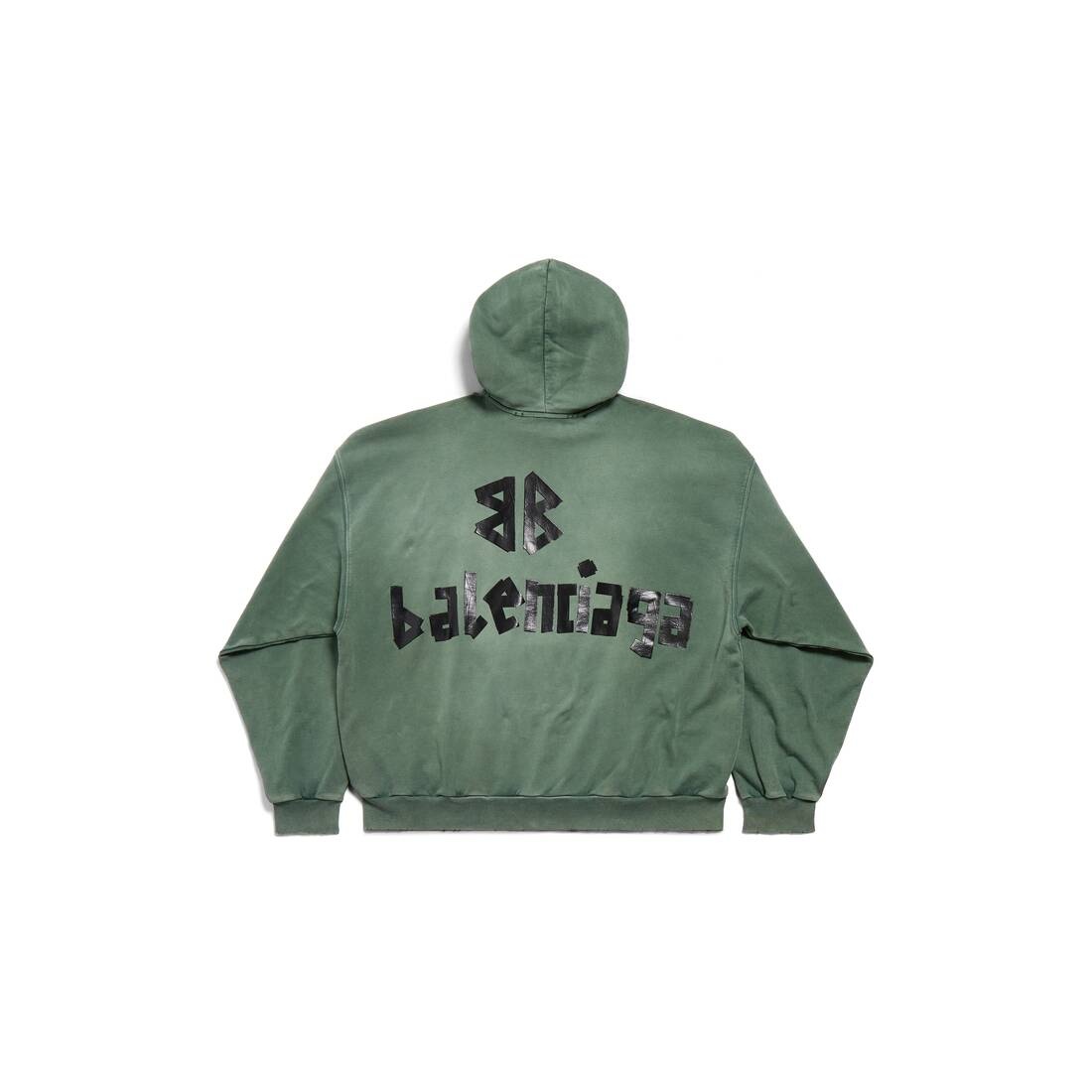 New Tape Type Ripped Pocket Hoodie Large Fit in Dark Green - 6