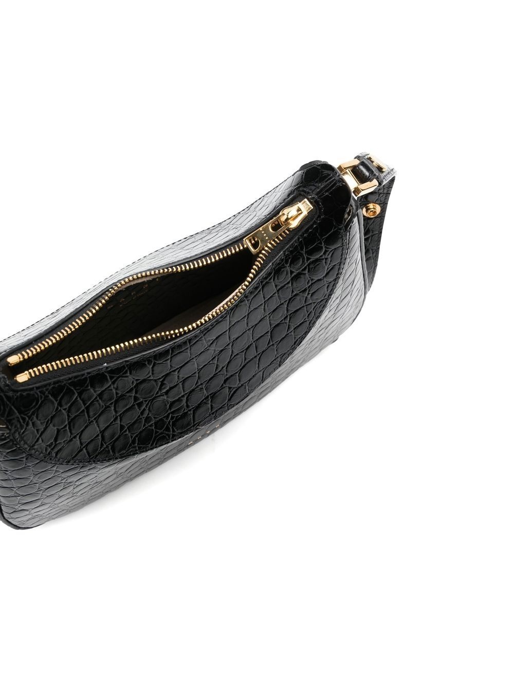 crocodile-embossed leather shoulder bag - 6