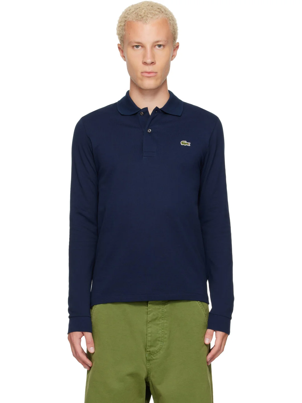 Navy Classic Fit Long Sleeve L.12.12 Polo - 1