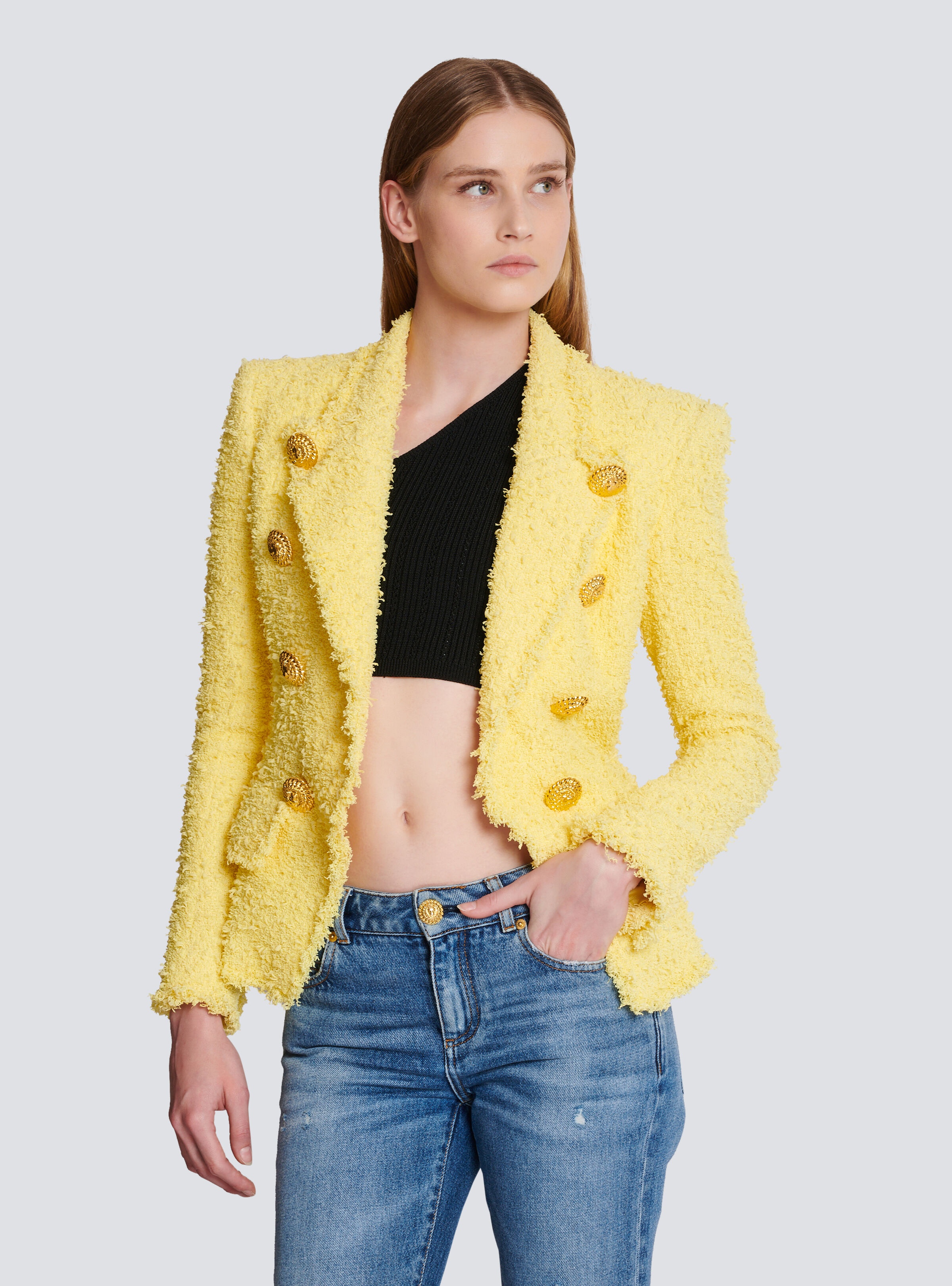 8-button fitted tweed jacket - 6