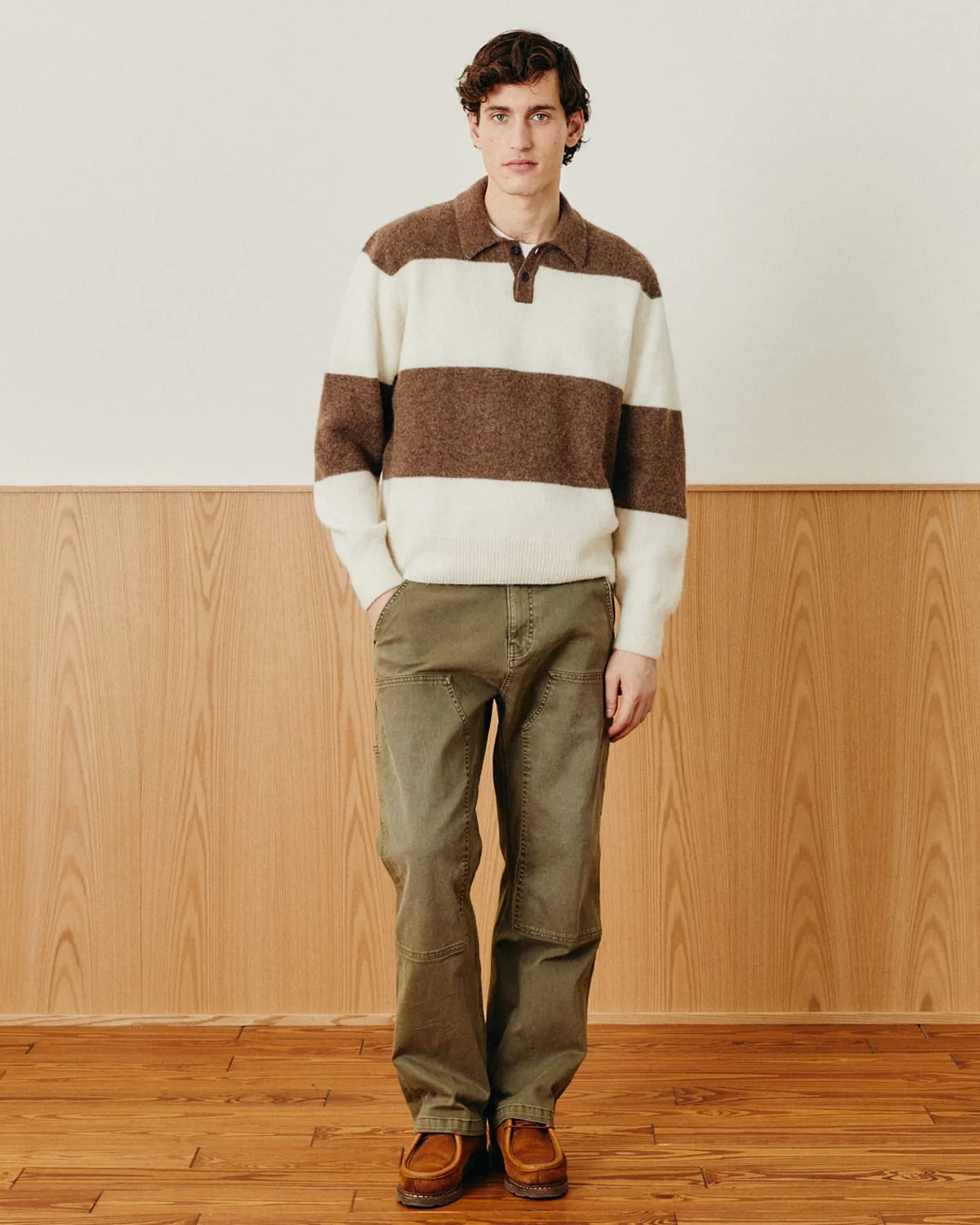 BRUSHED KNIT RUGBY - NATURAL - 1