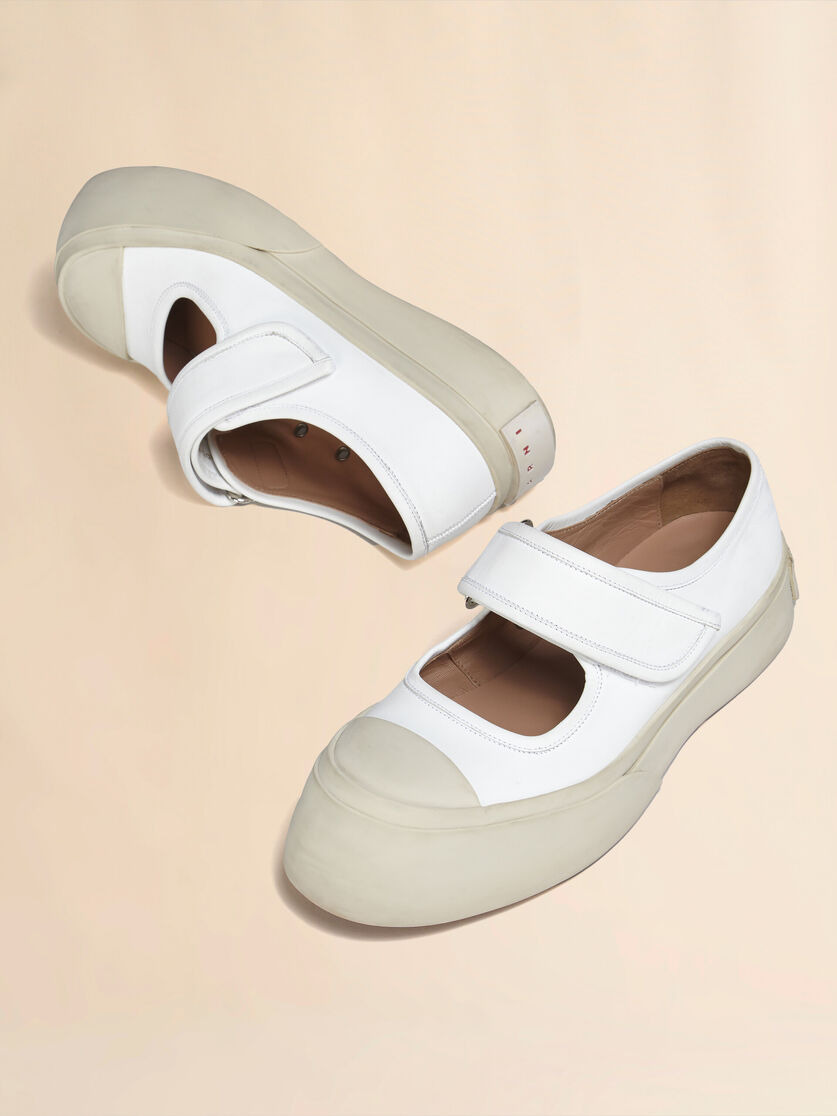 WHITE CALF LEATHER PABLO MARY-JANE SNEAKER - 5