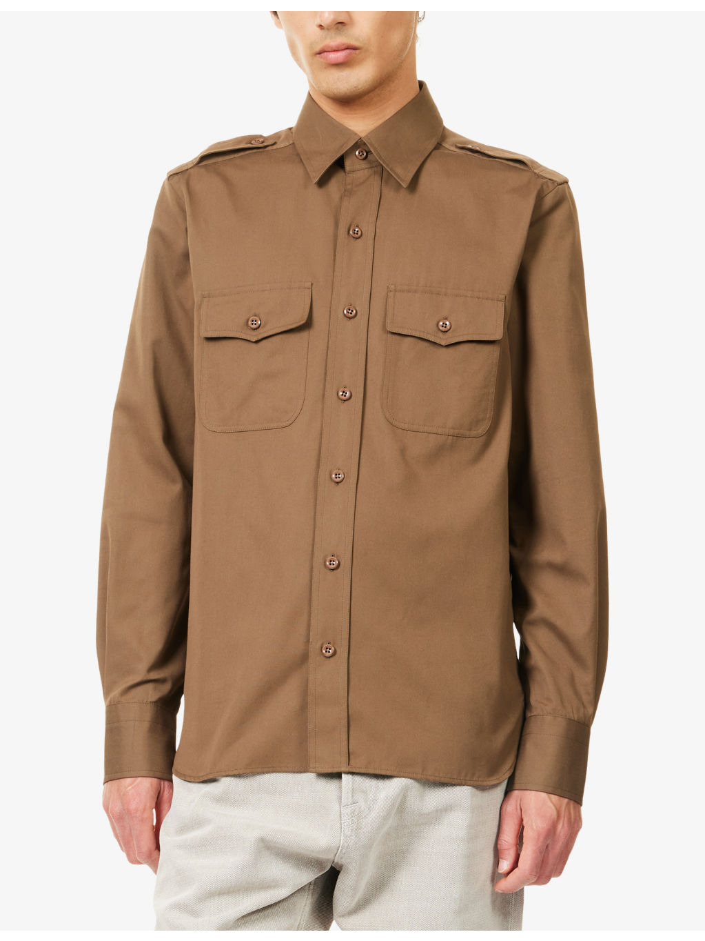 Military Patch-Pocket Cotton-Silk Blend Shirt - 3