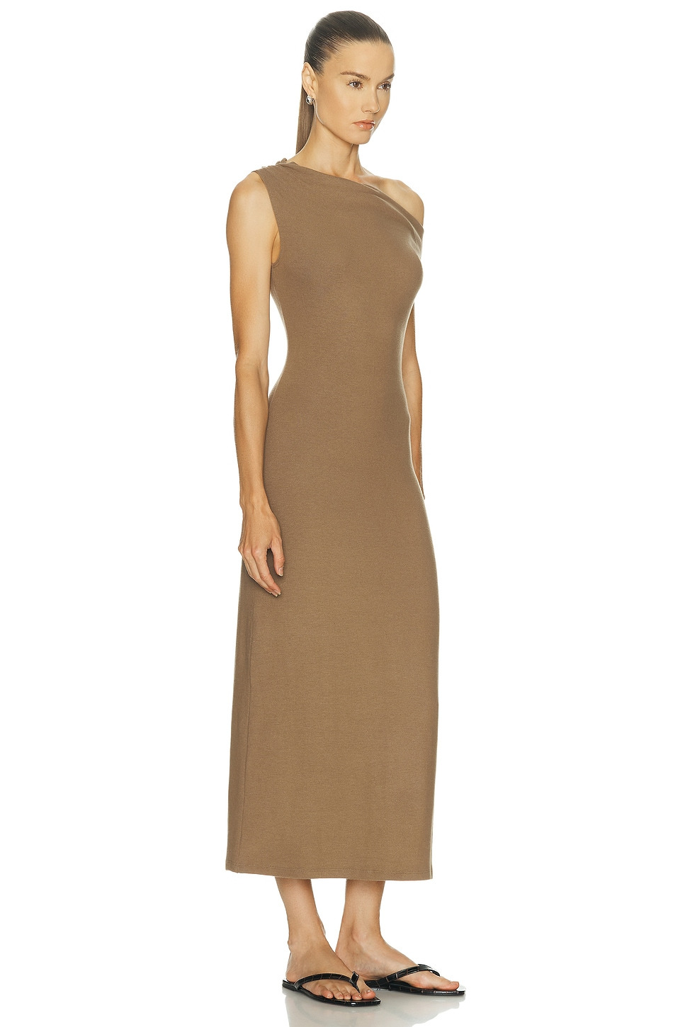Lauren Ruched Asymmetrical Shoulder Dress - 2