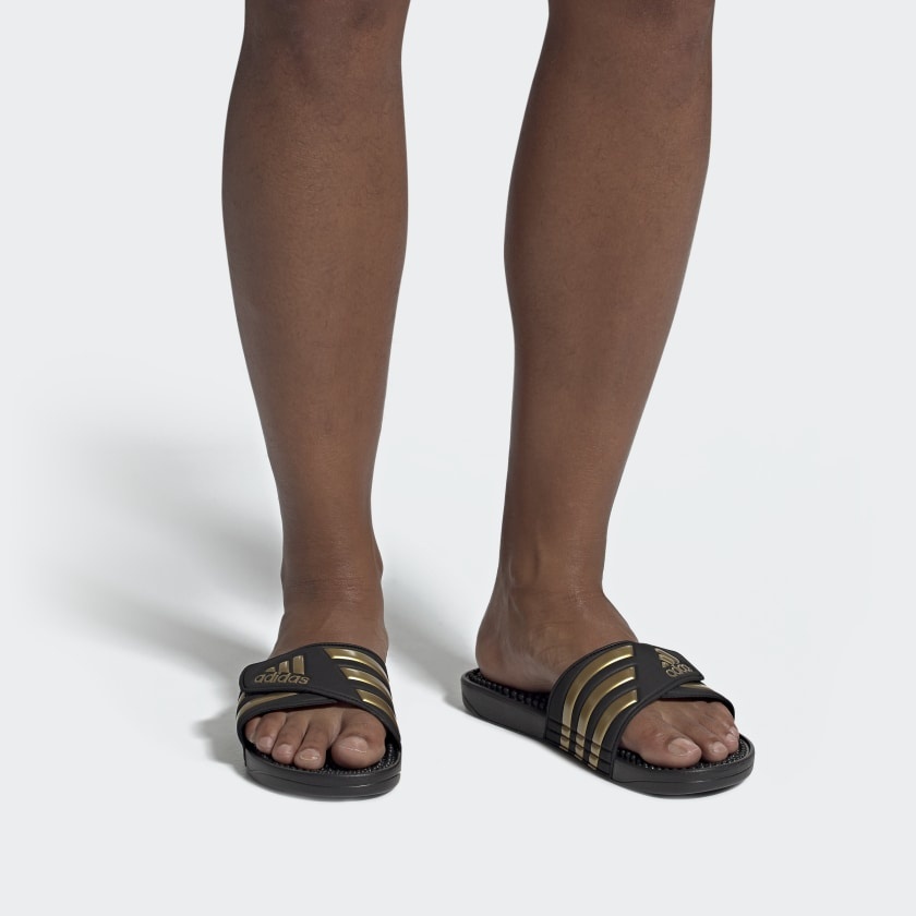 adidas Adissage Slides 'Black Gold Metallic' EG6517 - 7
