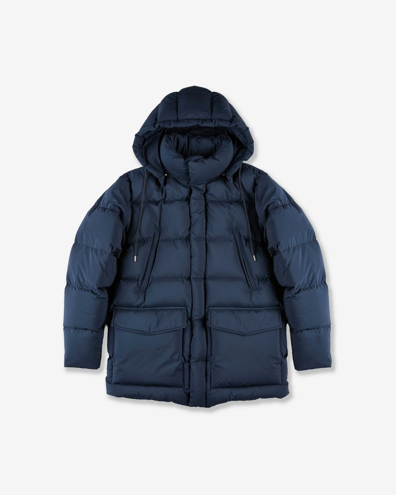 Technical fabric padded long down jacket - 1
