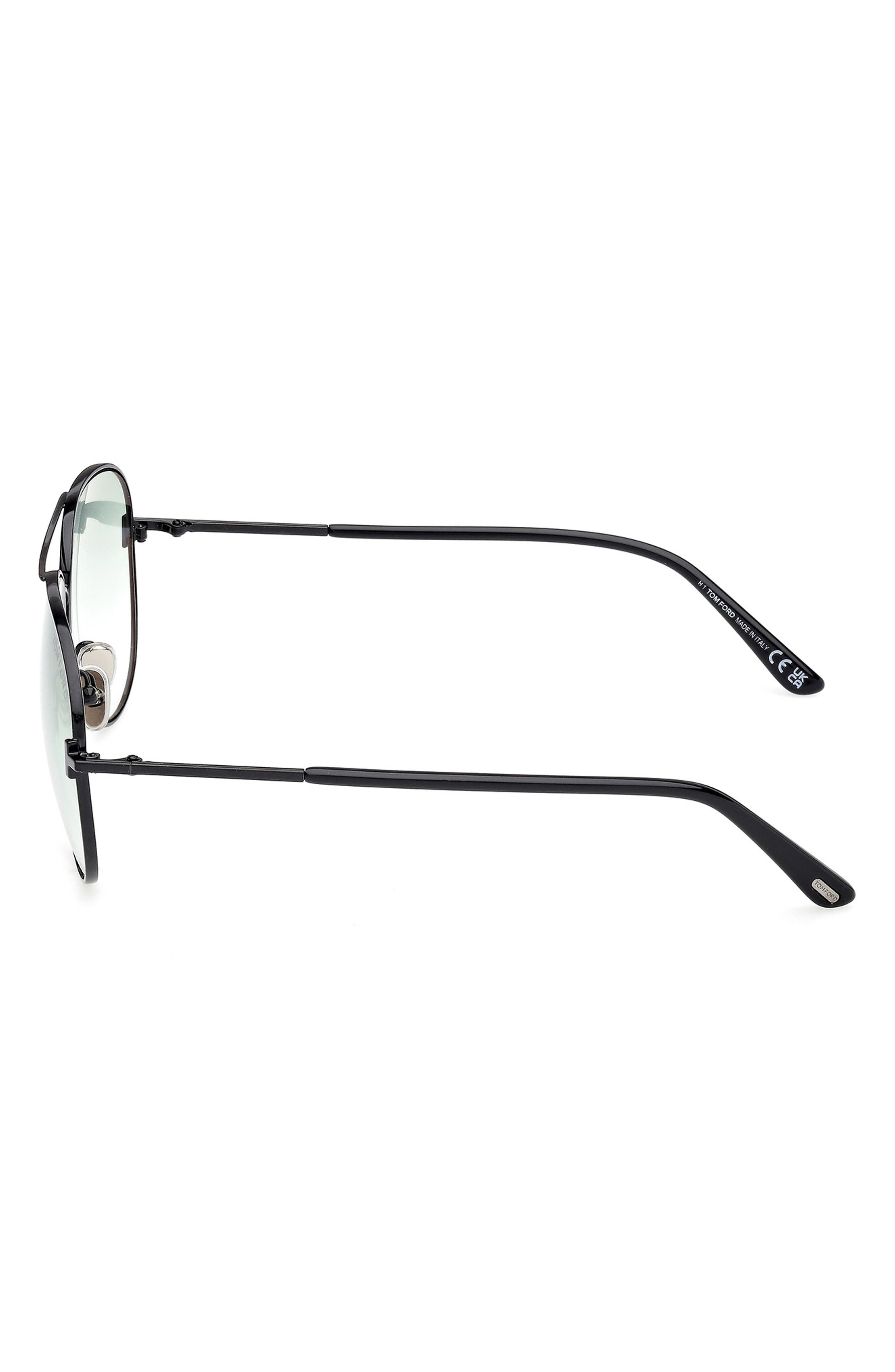 TOM FORD Clark 59mm Gradient Pilot Sunglasses in Shiny Black /Gradient Green at Nordstrom - 4