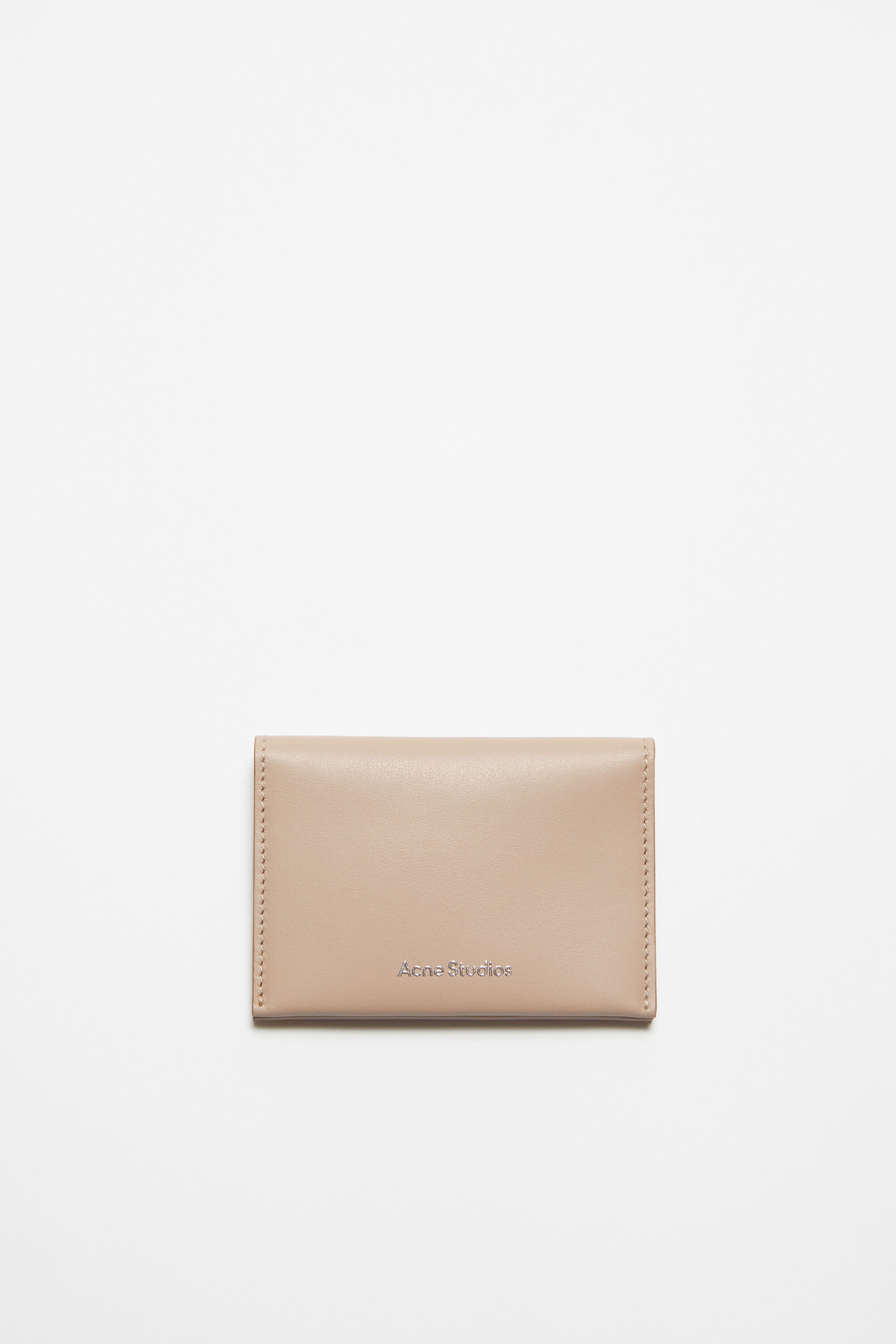 Folded leather wallet - Taupe beige - 1