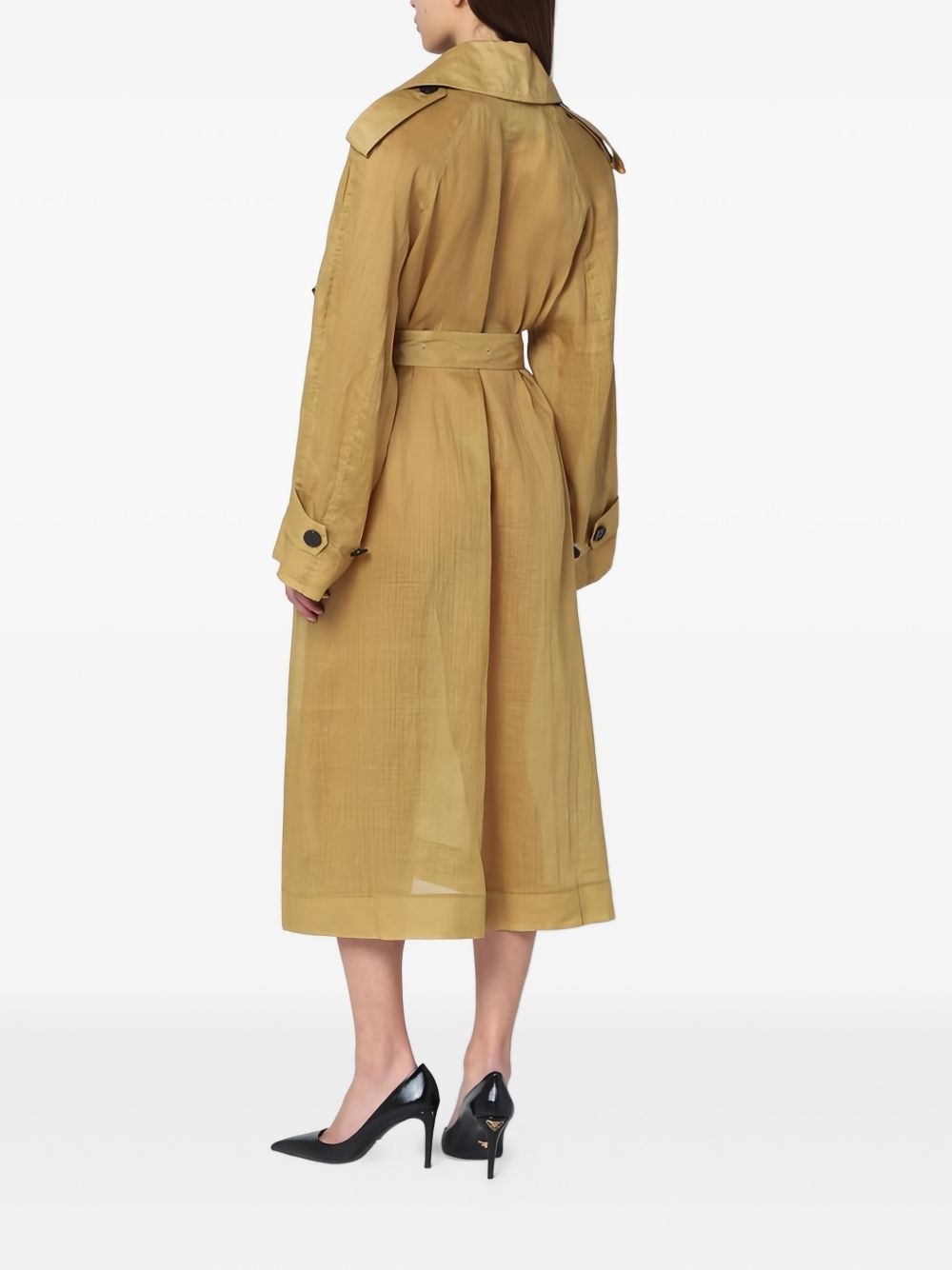 double-breasted belted trench coat - 3