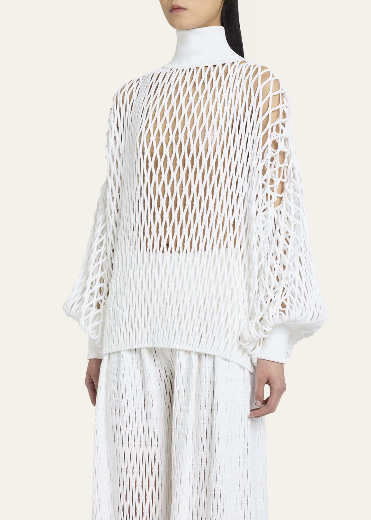 Macrame Knit High-Neck Sweater - 4