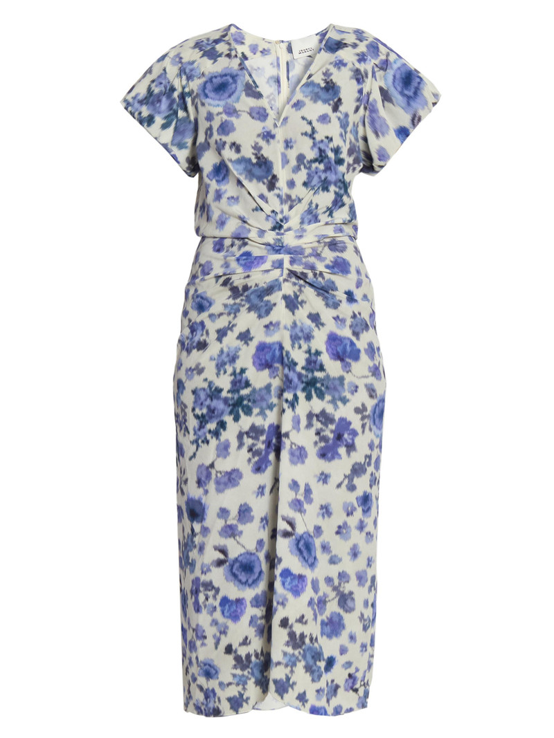 Women's Terenae Floral Ruched Stretch-Silk Midi-Dress - Blue 1