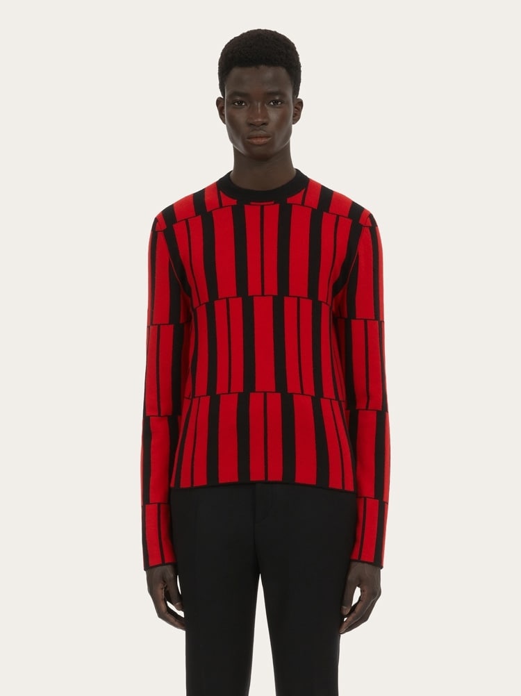 CREW NECK JACQUARD SWEATER - 2