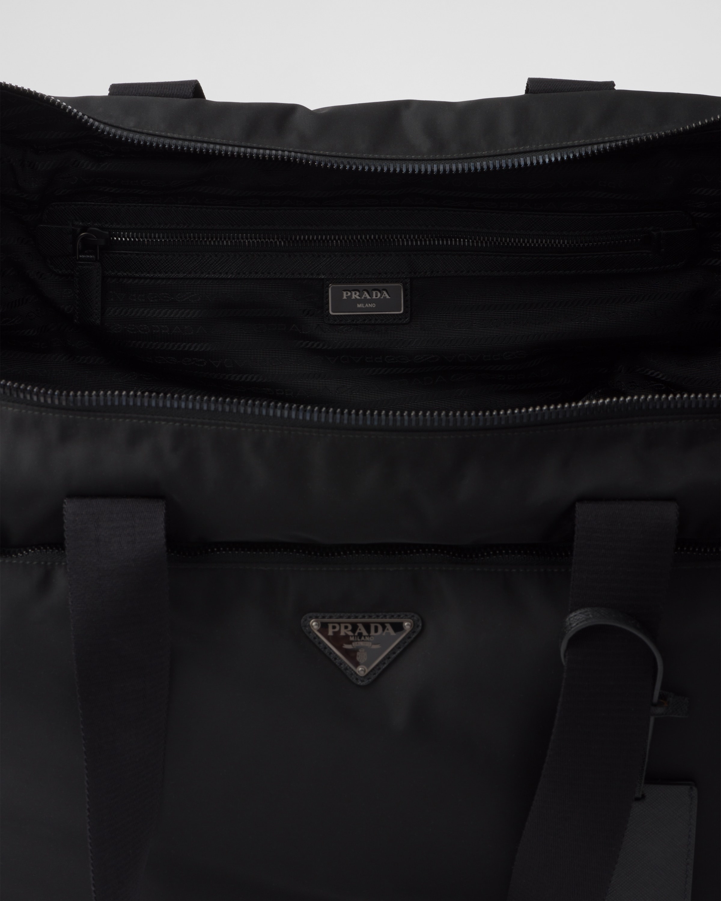 Re-Nylon and Saffiano leather trolley - 5