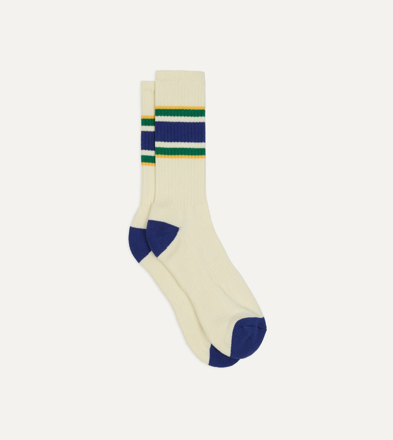 Blue, Yellow and Green Striped Sport Socks 1