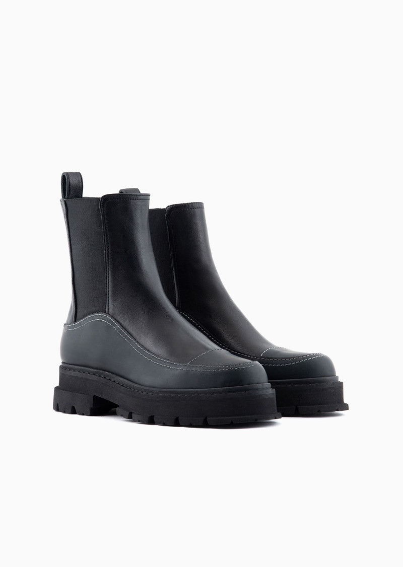 EMPORIO ARMANI Nappa leather Chelsea boots with rubberised details and chunky sole outlook