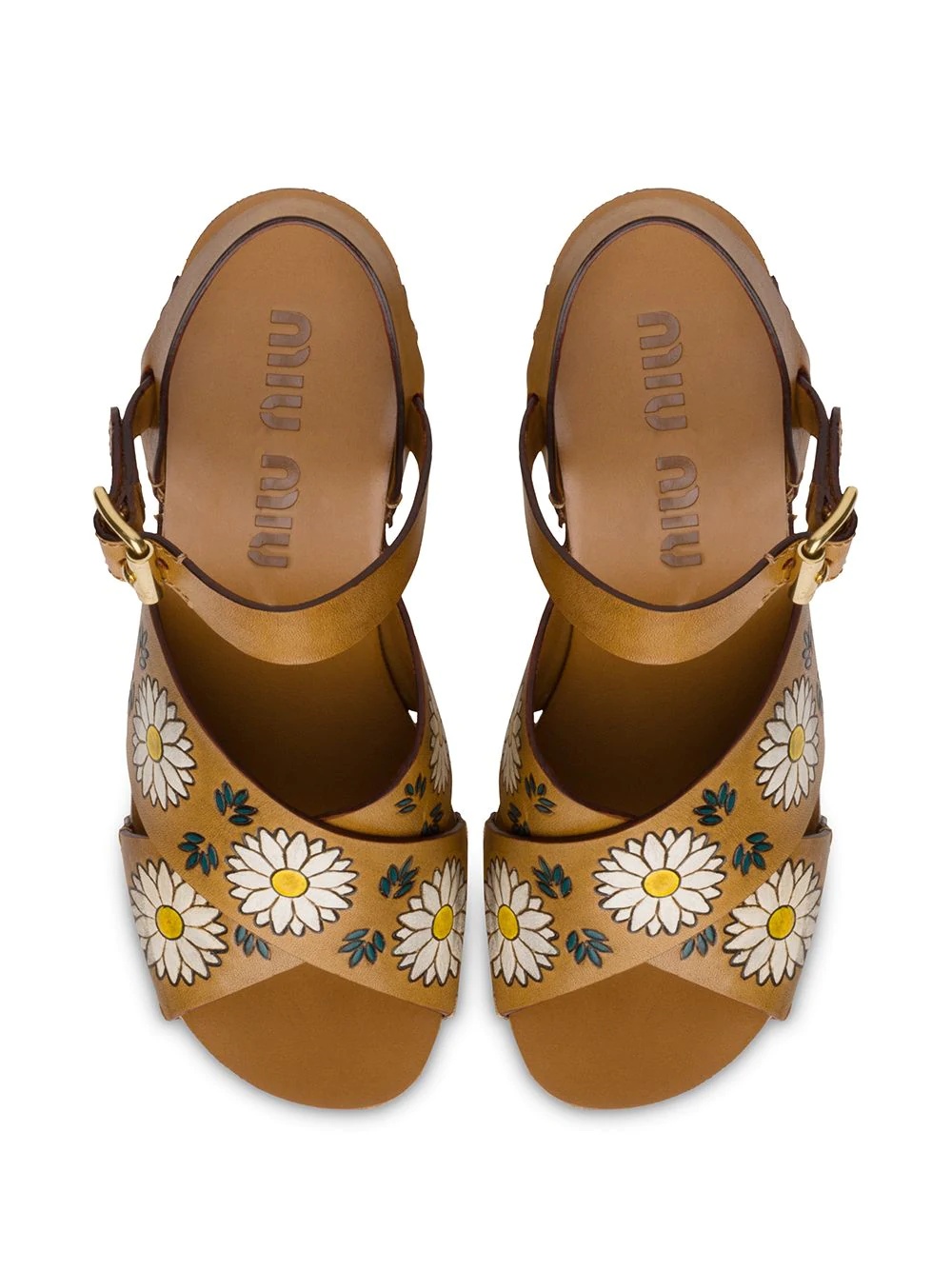 floral-print leather sandals - 4