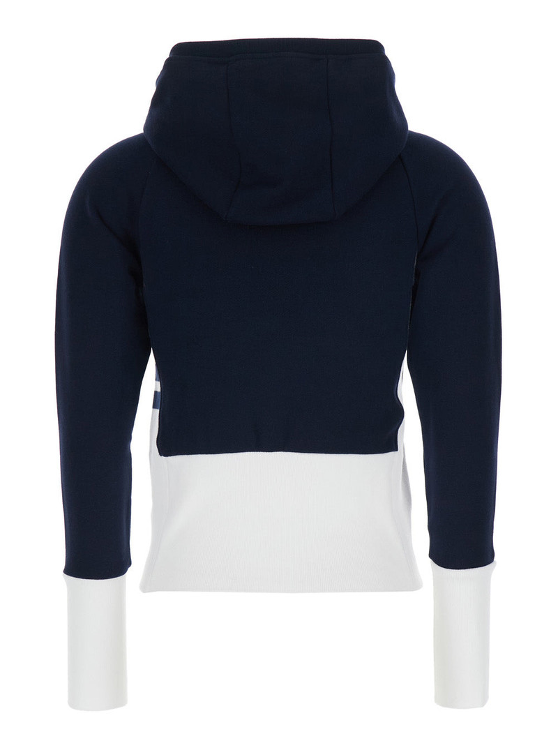 Thom Browne Hoodie with 4Bar Logo on the Side and Blue White Color Block Design for Women Blu Cotton Sweatshirts outlook
