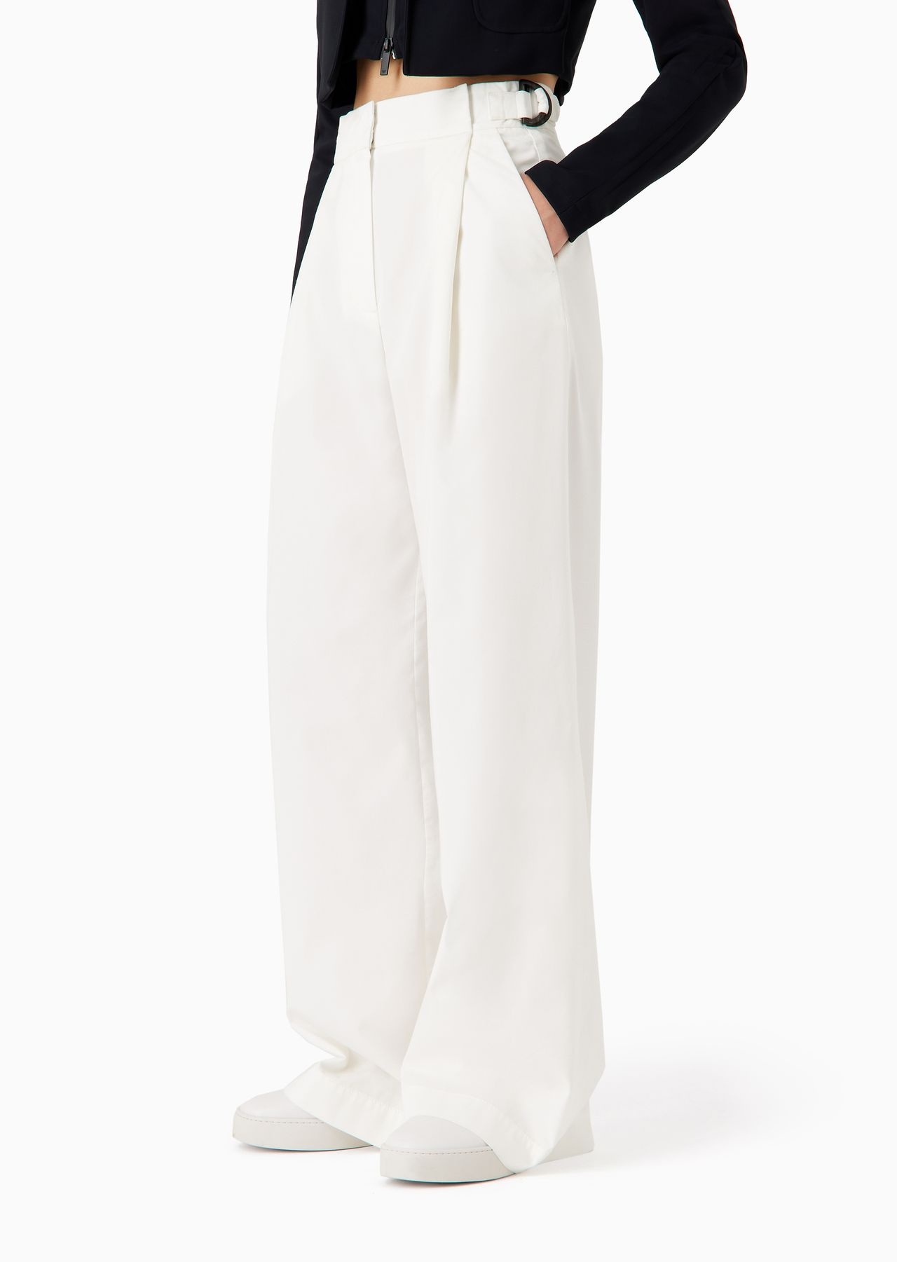 High-rise cotton-blend palazzo trousers - 2