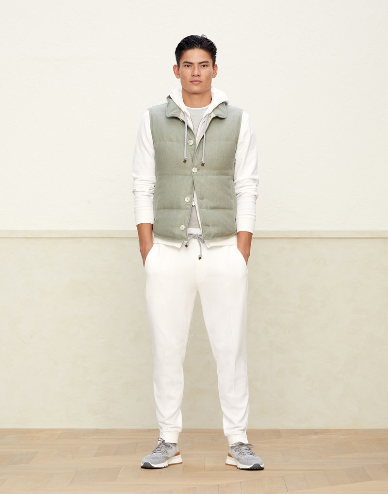 Brunello Cucinelli Silk and cotton lightweight jersey slim fit crew neck T-shirt with faux-layering outlook