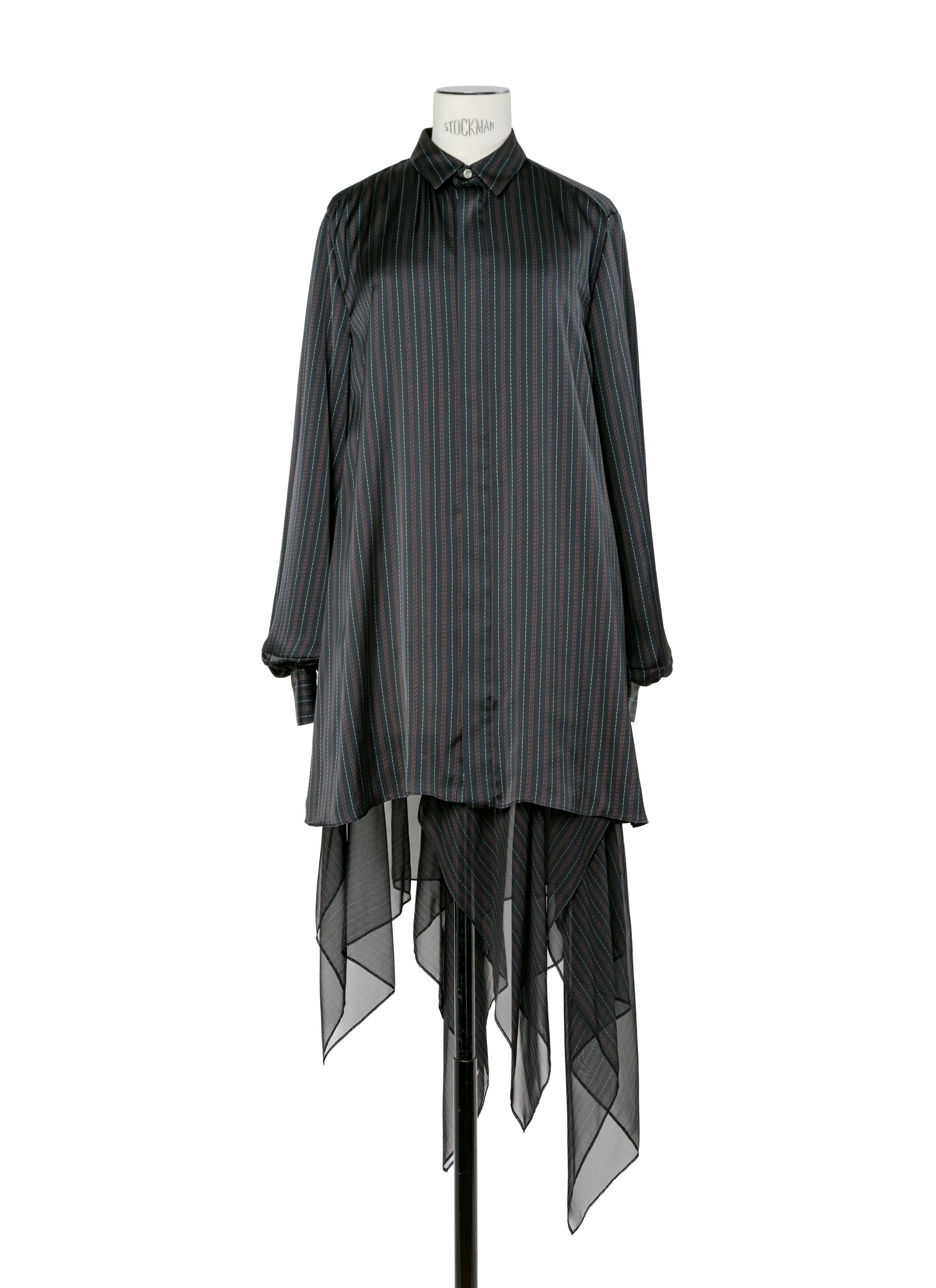 Stripe Print Satin Dress - 5