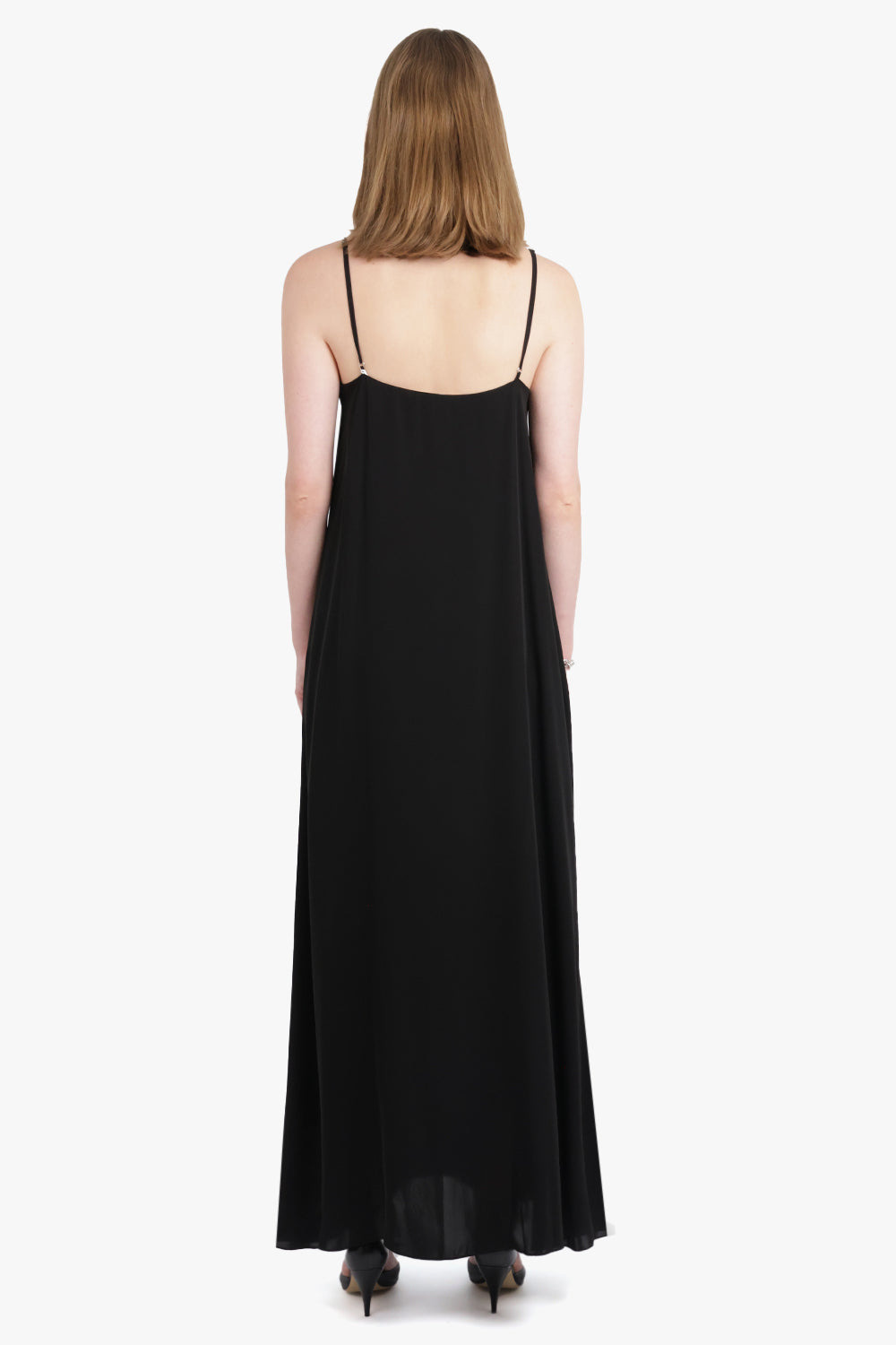 KOLE THIN STRAP V-NECK MAXI DRESS | BLACK - 4