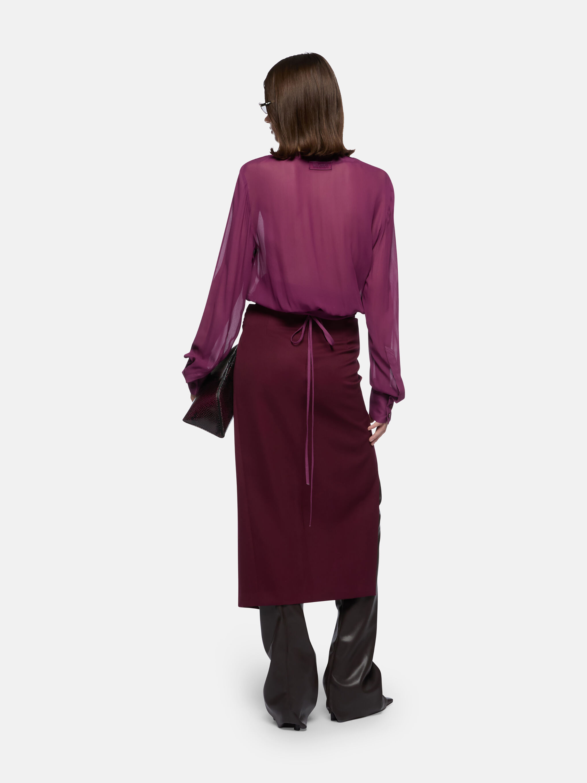 BURGUNDY MIDI SKIRT - 3