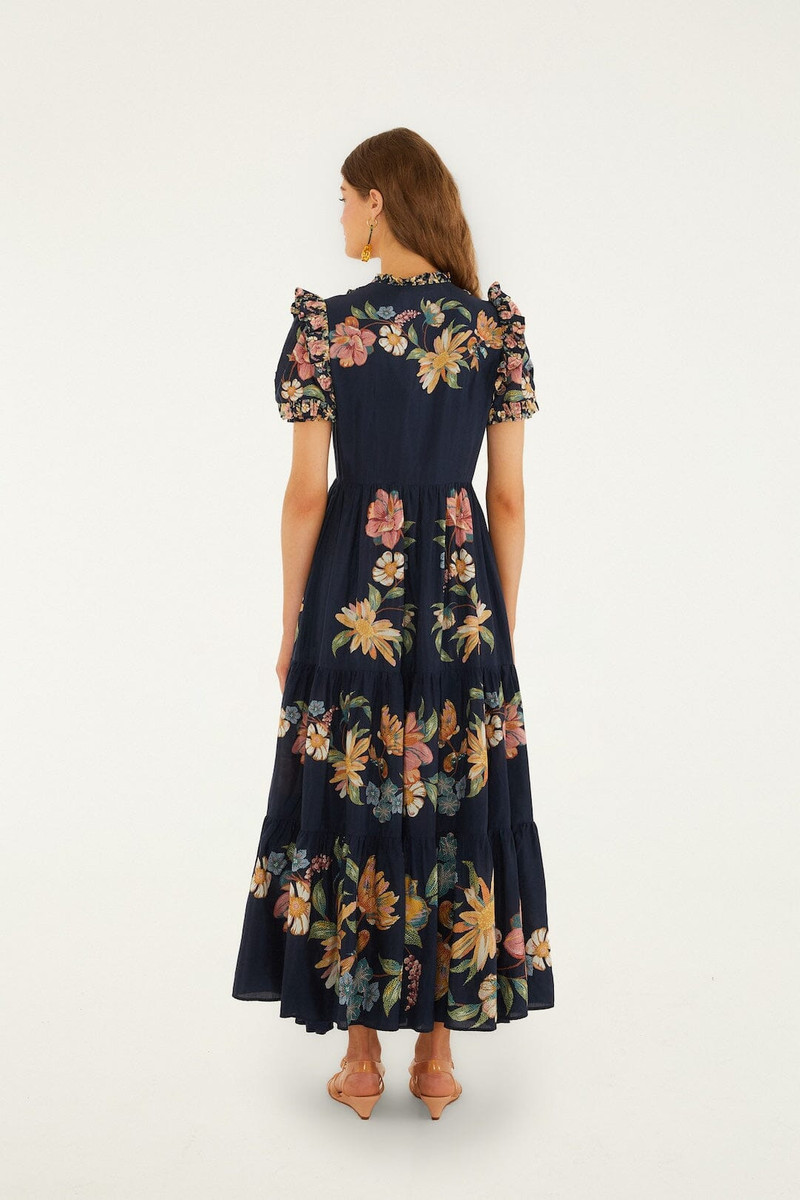 Dark Blue Maira Floral Short Sleeve Maxi Dress 3