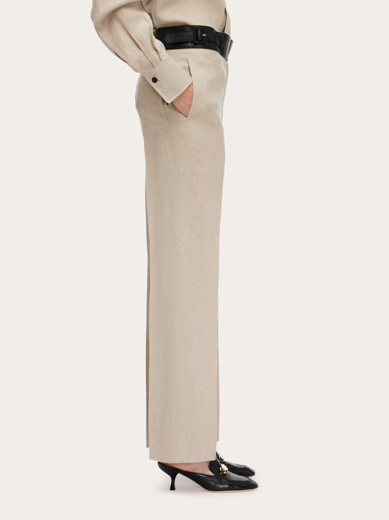 Linen trouser with eco-leather belt 3