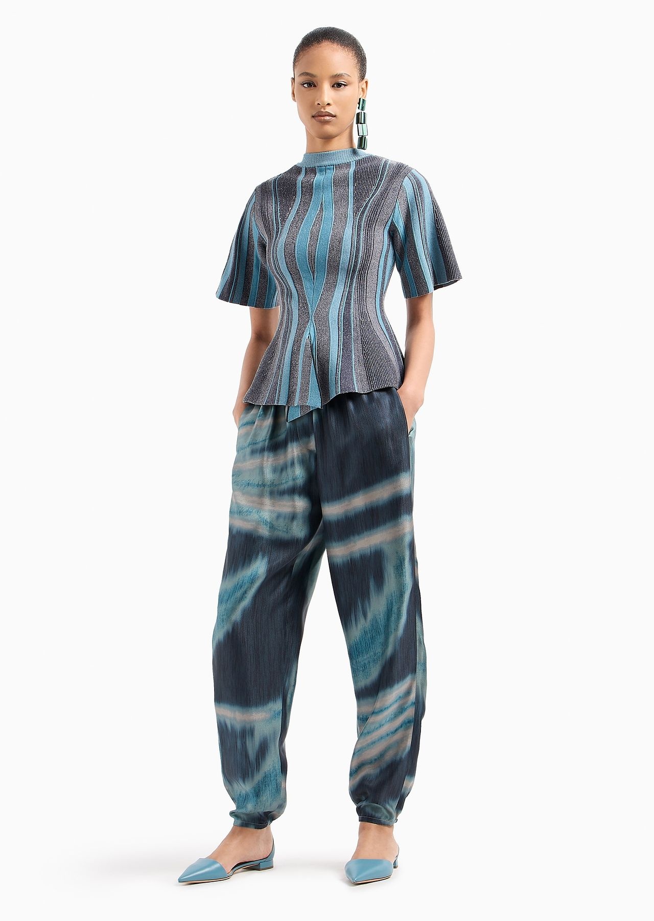 Jacquard viscose blend knit blouse - 4