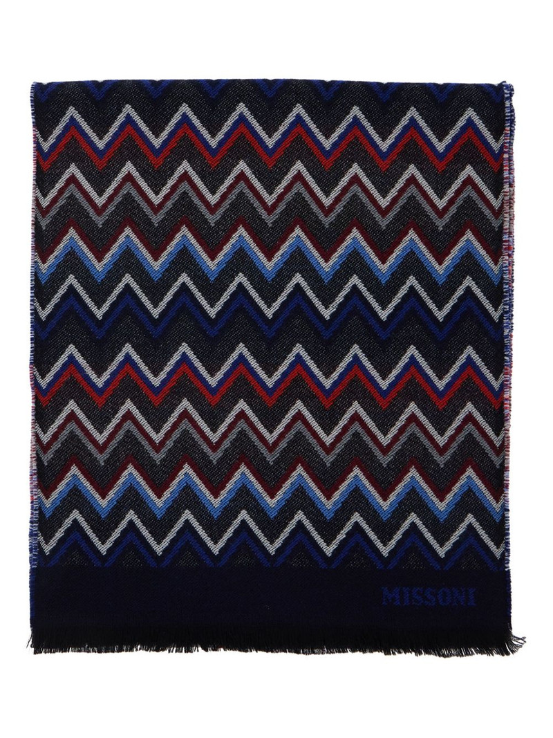 Missoni zigzag fringed wool scarf outlook
