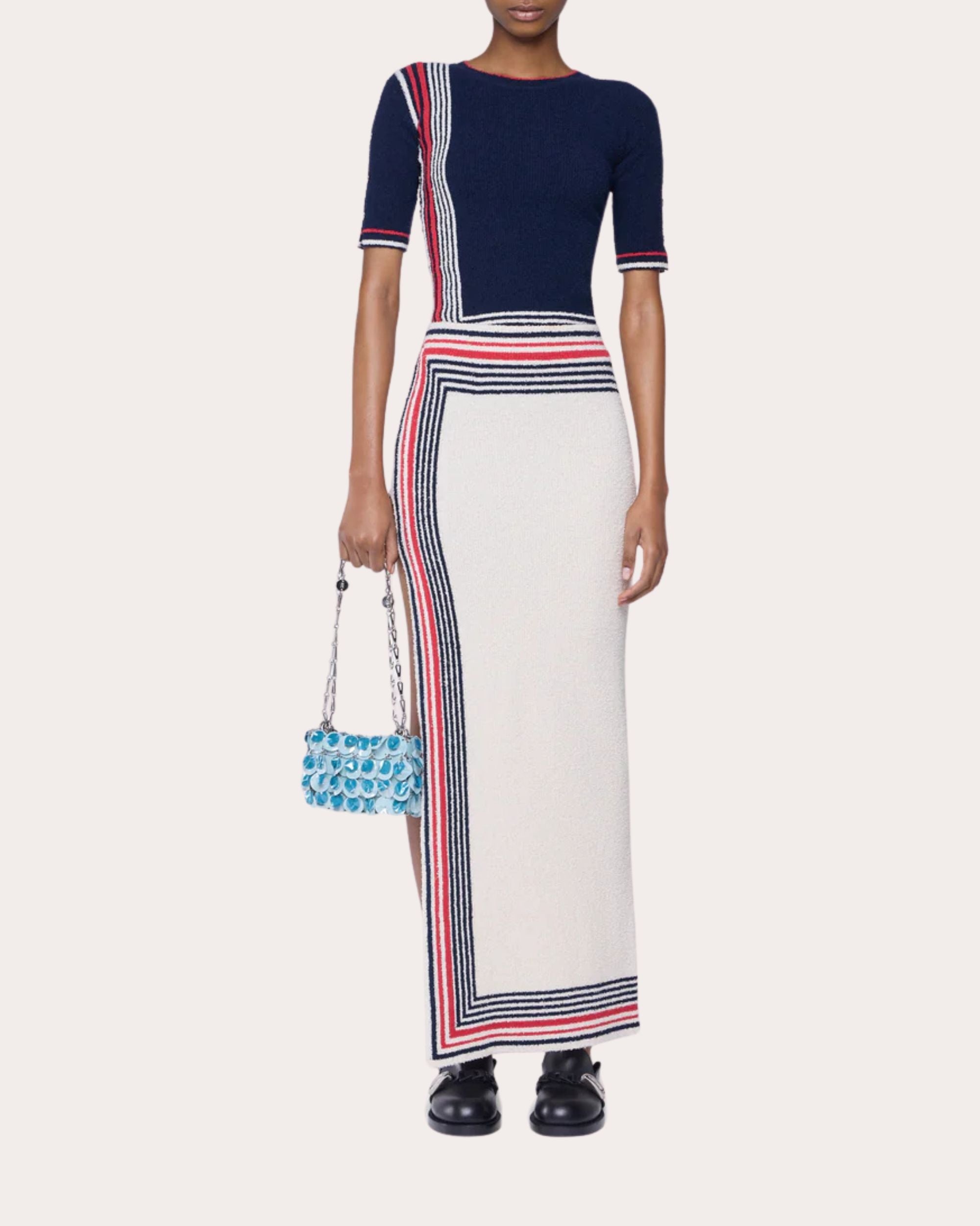 Stripe Terry Short-Sleeve Sweater - 5