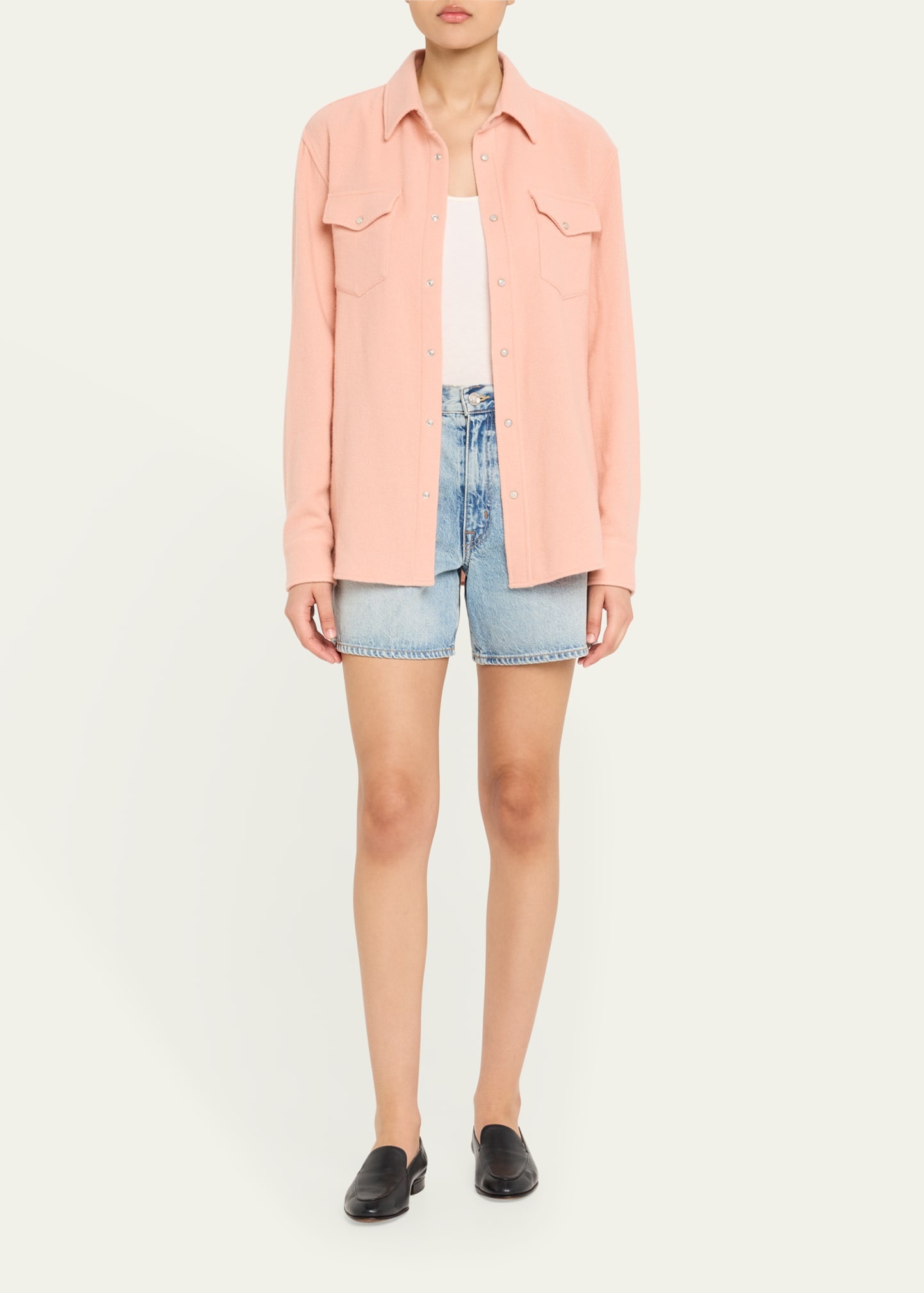 Peach Blush Cashmere Button-Down Shirt - 2