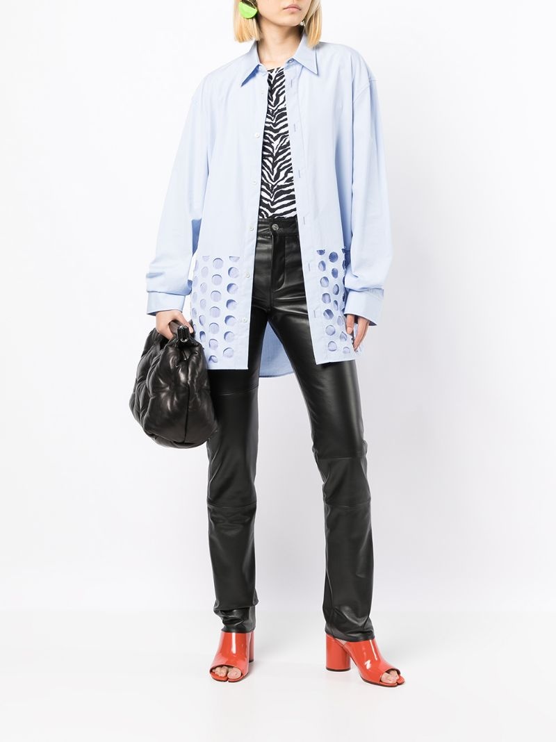 slim-fit leather trousers - 3
